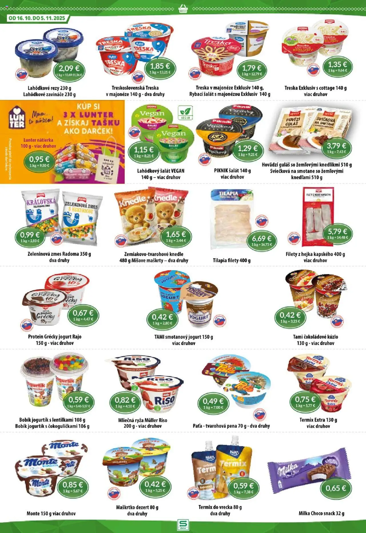 Nové Sintra akcie – leták je platný od 16.10.2025 | Strana: 4 | Produkty: Jogurt, Grécky jogurt, Šalát, Milka