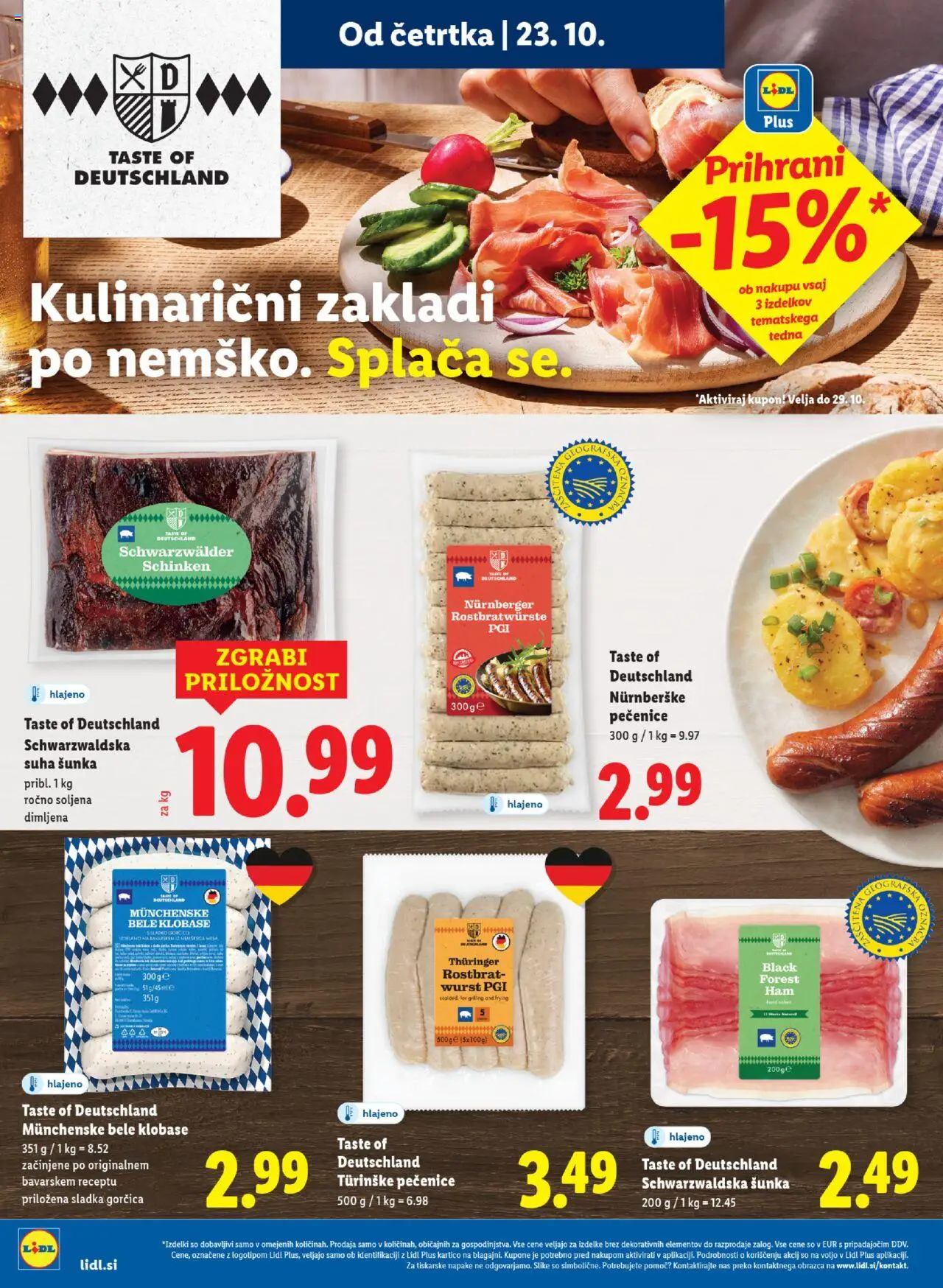 Novi Lidl katalog ponudbe – veljaven od 23.10.2025 | Stran: 22 | Izdelki: Gorčica, Sunka, Klobase