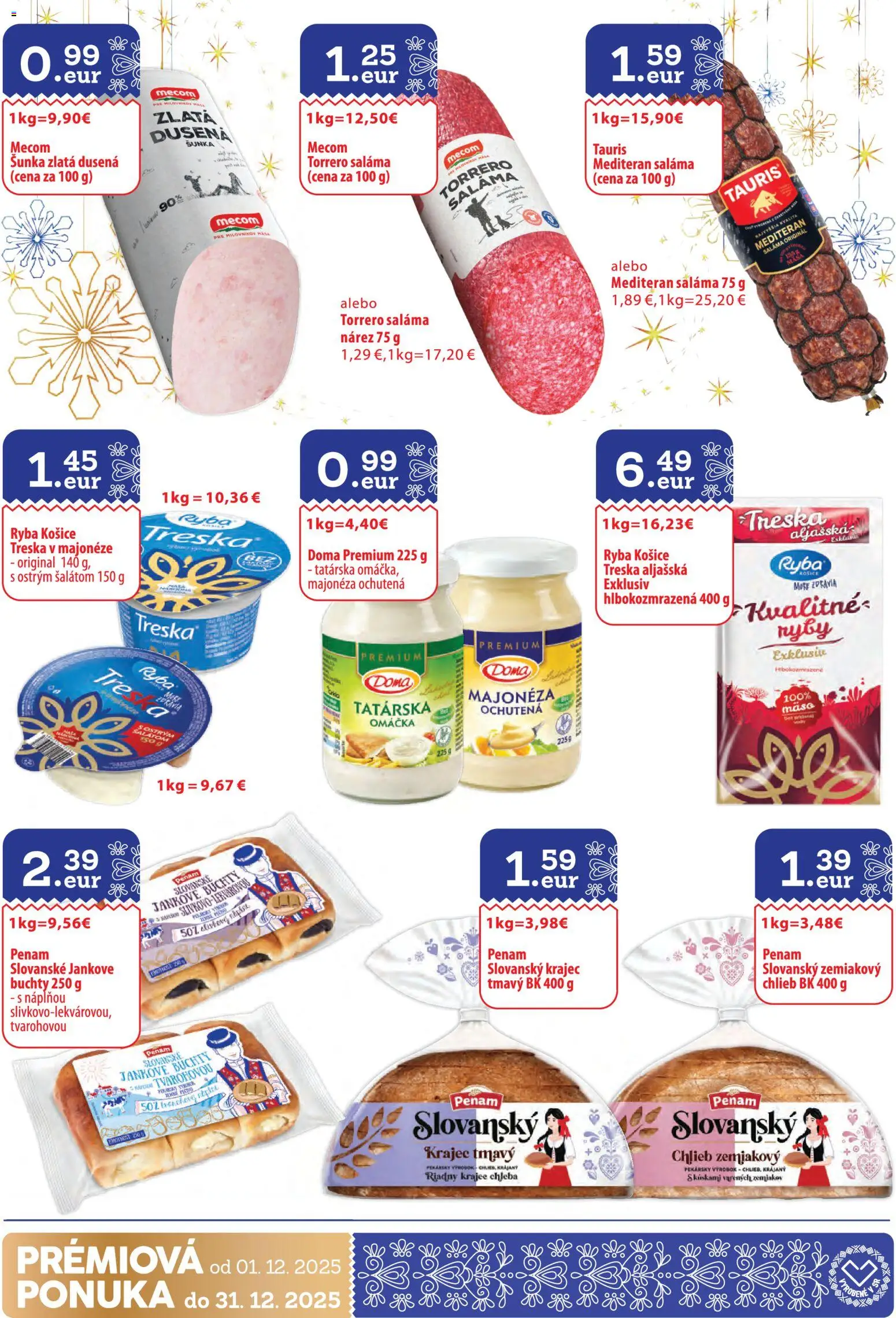 Nové CBA Komfos akcie – leták je platný od 01.12.2025 | Strana: 28 | Produkty: Šunka, Ryby, Ryba, Treska