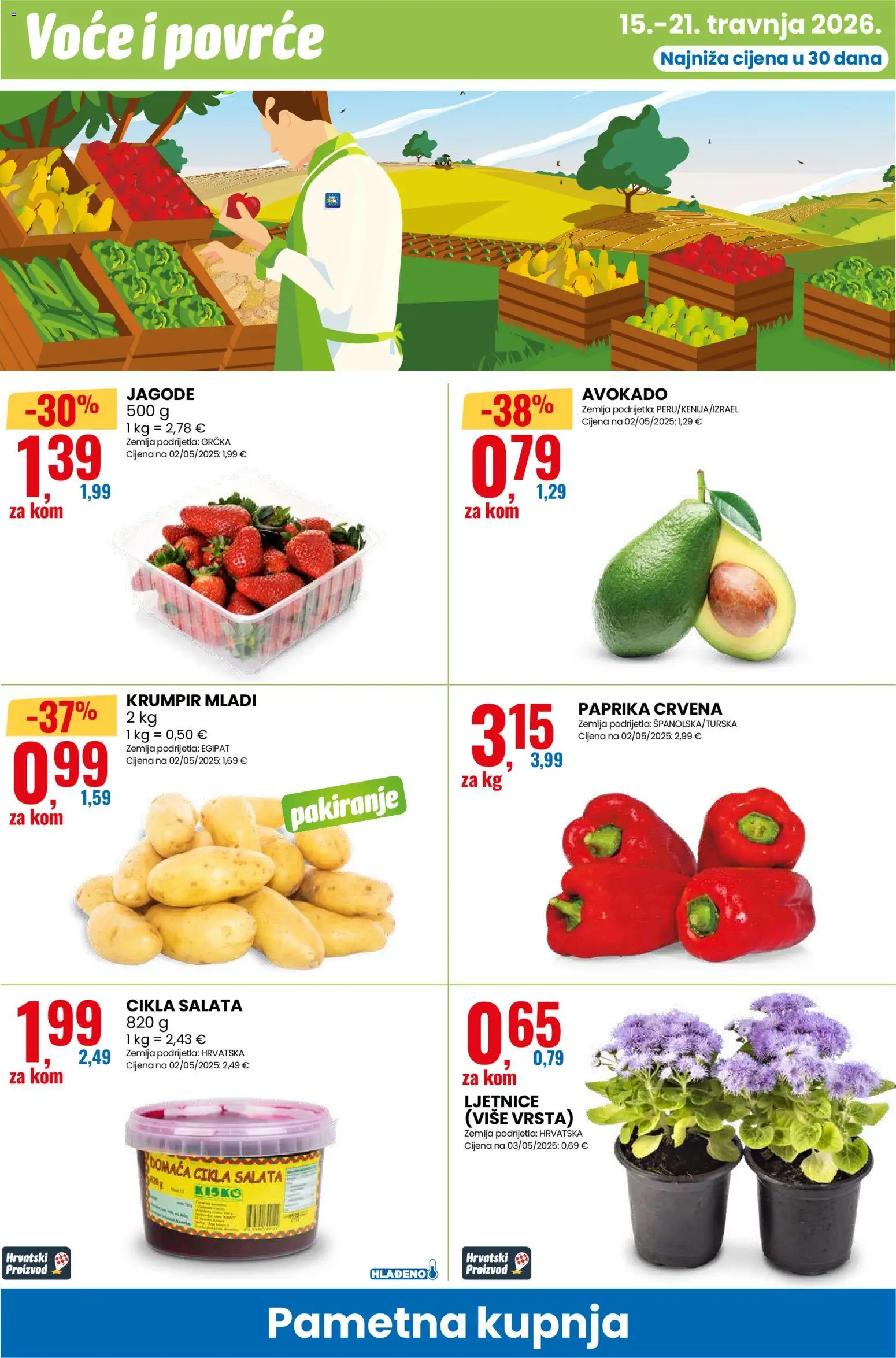 Eurospin katalog | vrijedi od 15.04.2026 | Stranica: 6 | Proizvodi: Jagode, Salata, Povrće, Voće