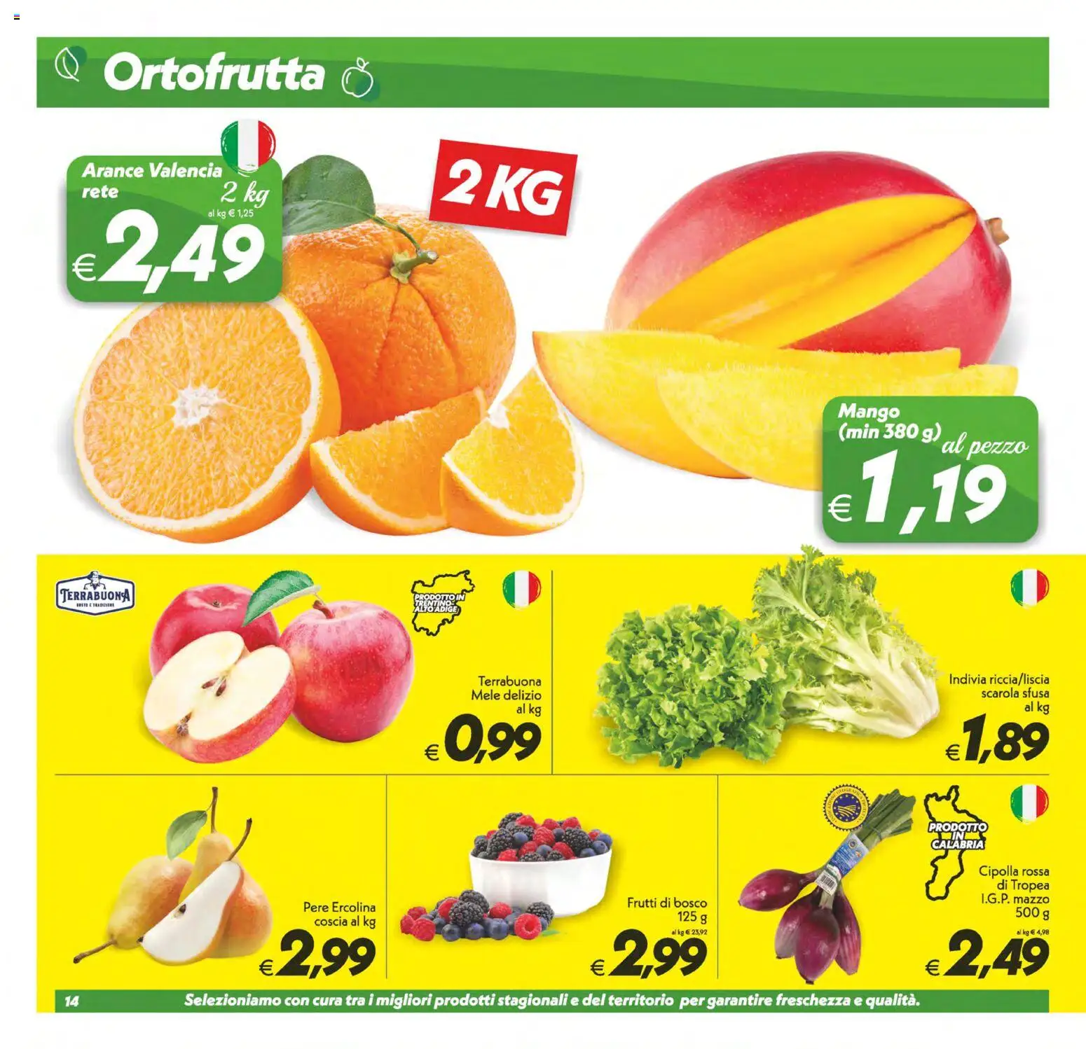 Volantino SuperConveniente del 28.04.2026 | Pagina: 14 | Prodotti: Mele, Arance, Mango, Indivia
