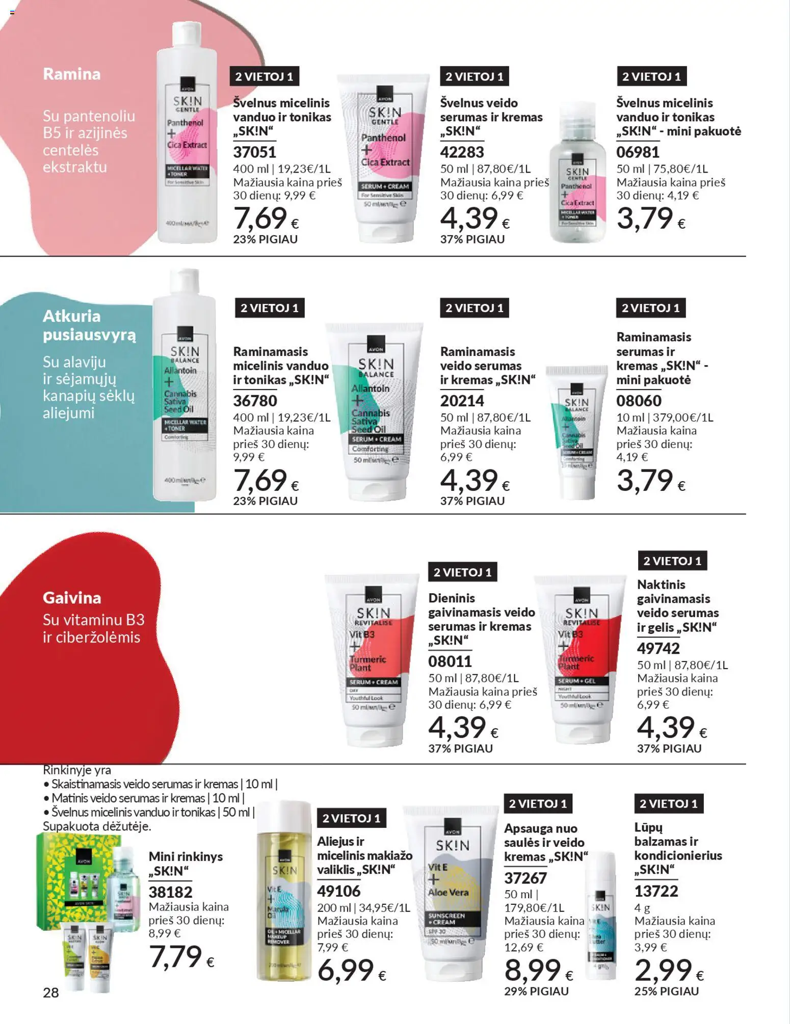 AVON akcijos nuo 01.01.2026 | Puslapis: 28 | Prekių: Balzamas, Kremas, Micelinis vanduo, Aliejus