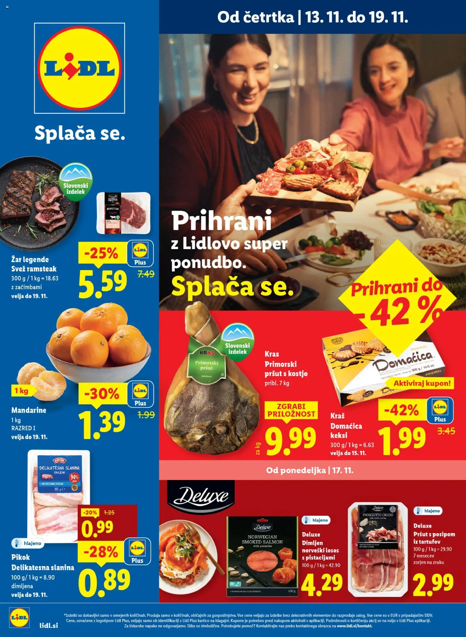 Novi Lidl katalog ponudbe – veljaven od 13.11.2025 | Stran: 1 | Izdelki: Pršut, Zar, Losos, Slanina