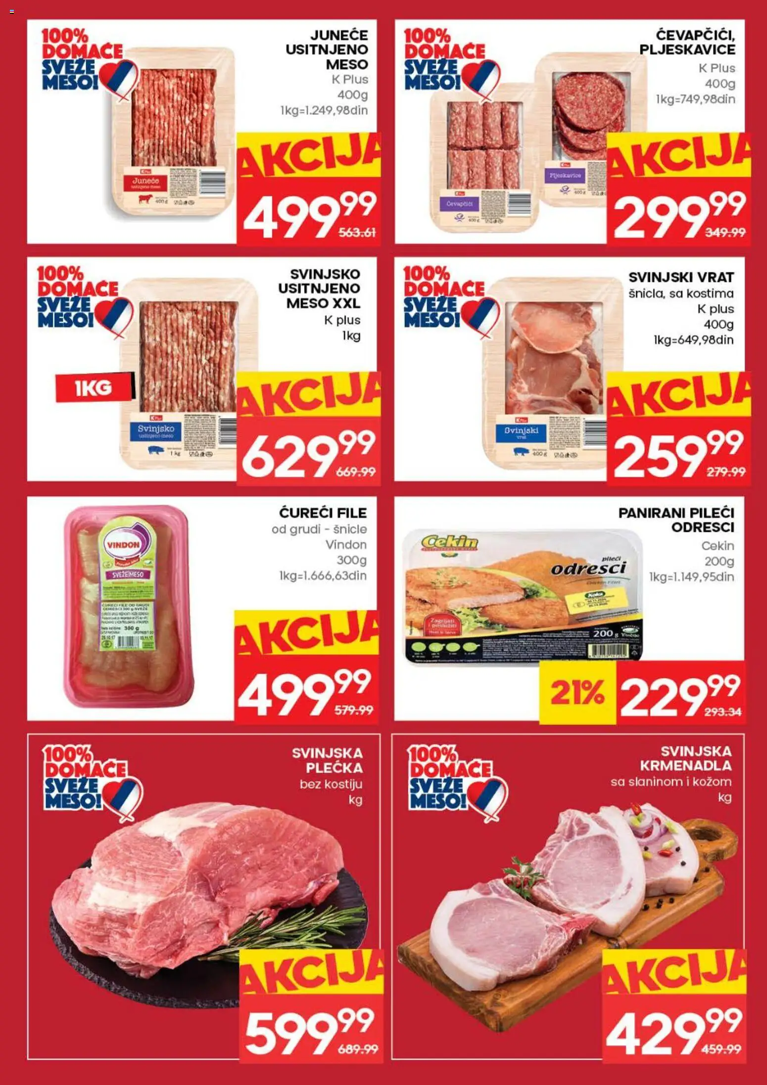 Idea katalog - važi od 16.04.2026 | Strana: 5 | Proizvode: Pljeskavice, Svinjski vrat, Ćureći file, Svinjska plećka