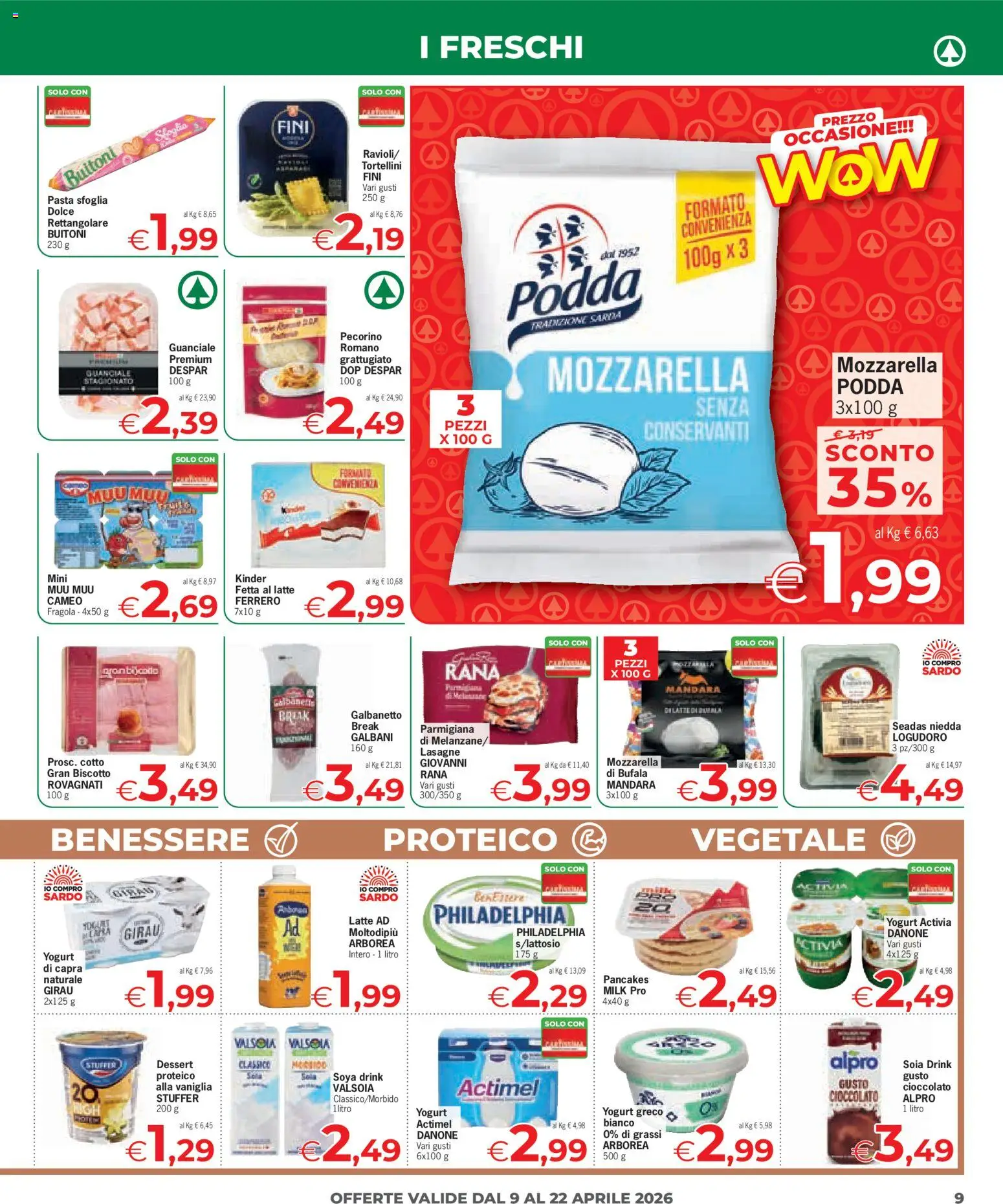 Volantino Eurospar del 09.04.2026 | Pagina: 9 | Prodotti: Yogurt, Latte, Pasta, Melanzane