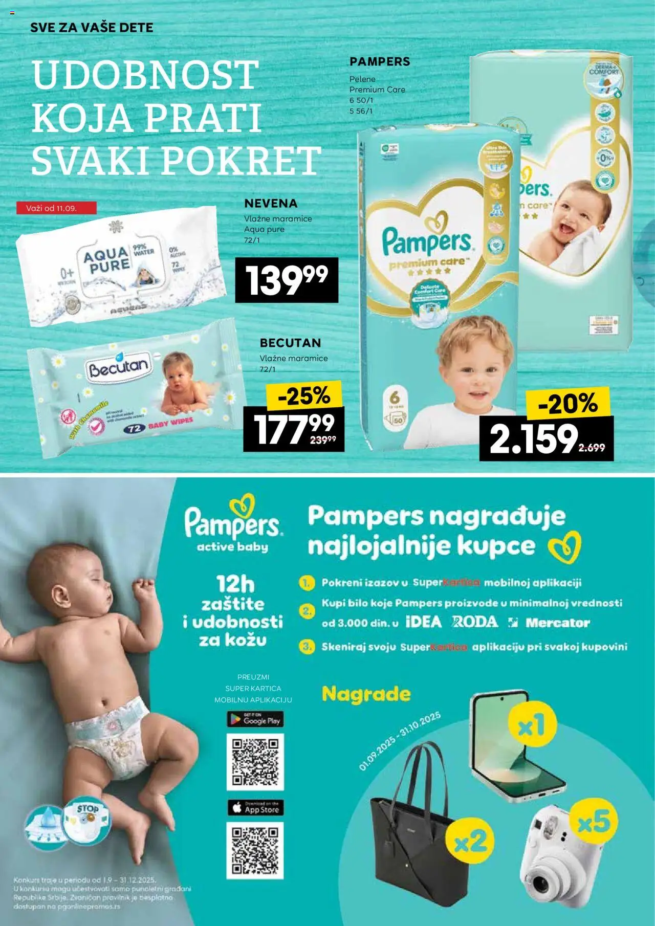 Idea katalog - važi od 06.09.2025 | Strana: 12 | Proizvode: Pampers, Vlažne maramice, Pelene