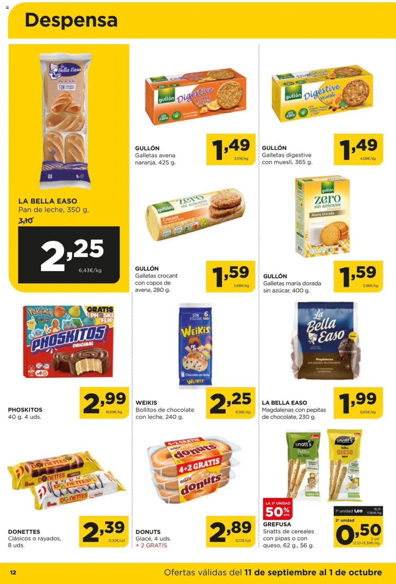 Alimerka folleto Castilla y León │ válido desde el 11.09.2025 | Página: 12 | Productos: Pan, Cereales, Galletas, Magdalenas
