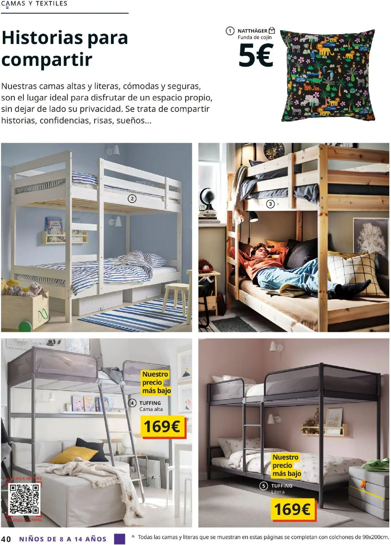 Catálogo IKEA y los niños │ válido desde el 01.09.2025 | Página: 40 | Productos: Funda, Funda de cojín, Cama, Cojín