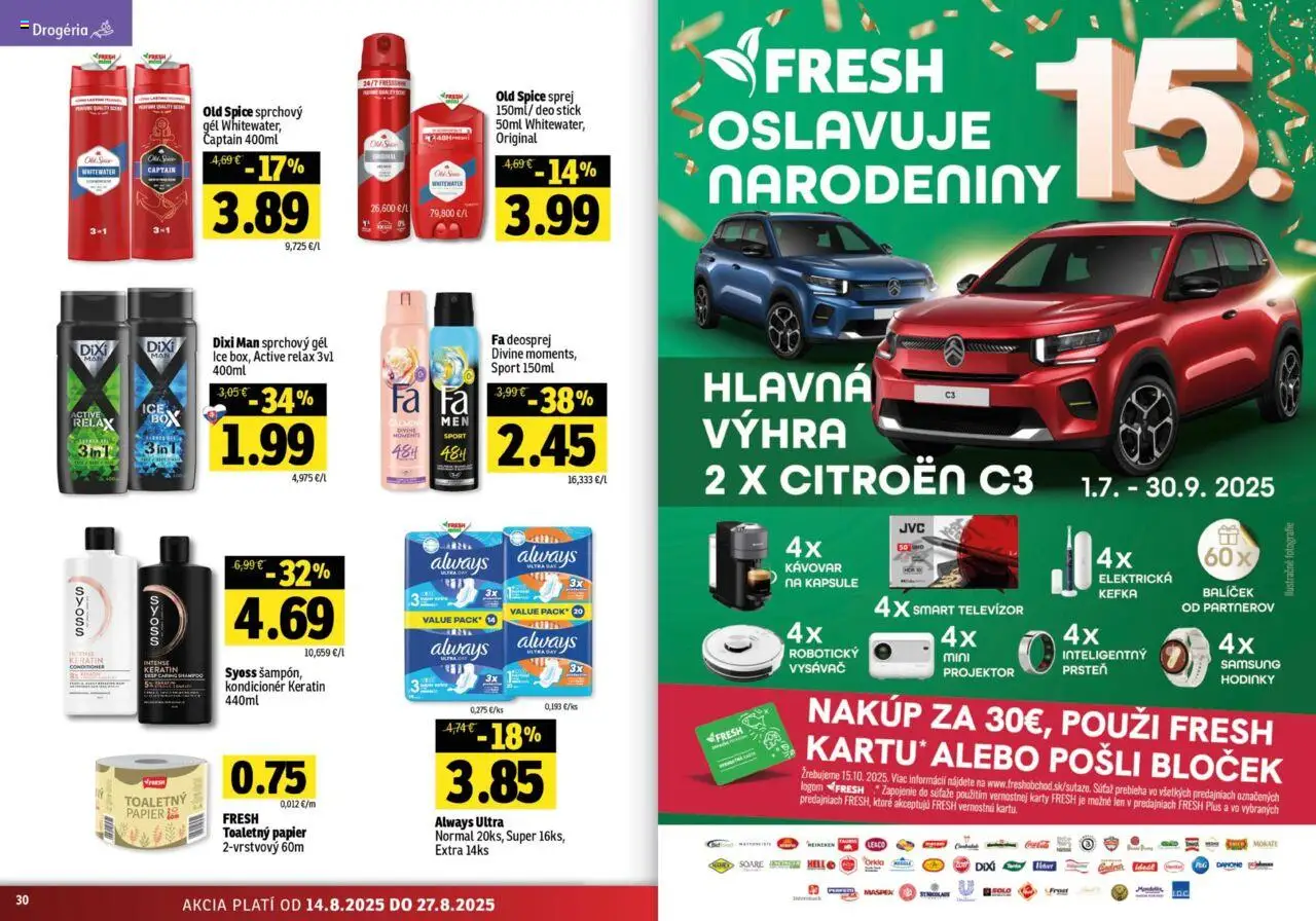 Fresh Stredné a západné Slovensko │ platný od 14.08.2025 | Strana: 16 | Produkty: Kávovar na kapsule, Kávovar, Hodinky, Samsung