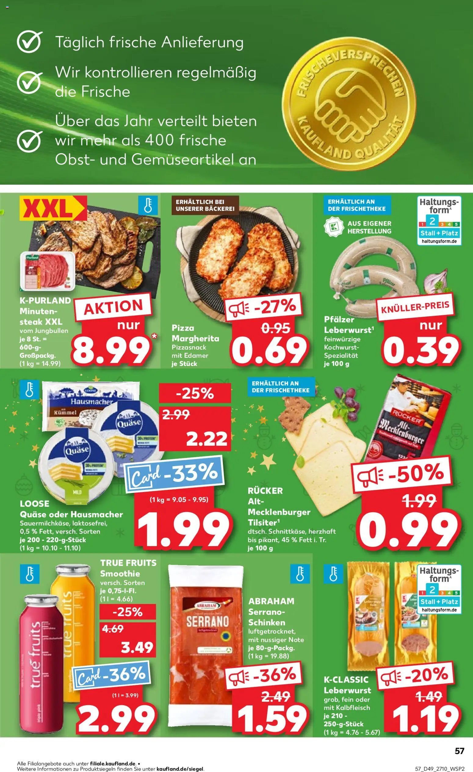 Kaufland prospekt Zeitz	 – gültig ab 04.12.2025 | Seite: 57 | Produkte: Obst, Schinken, Pizza, Steak