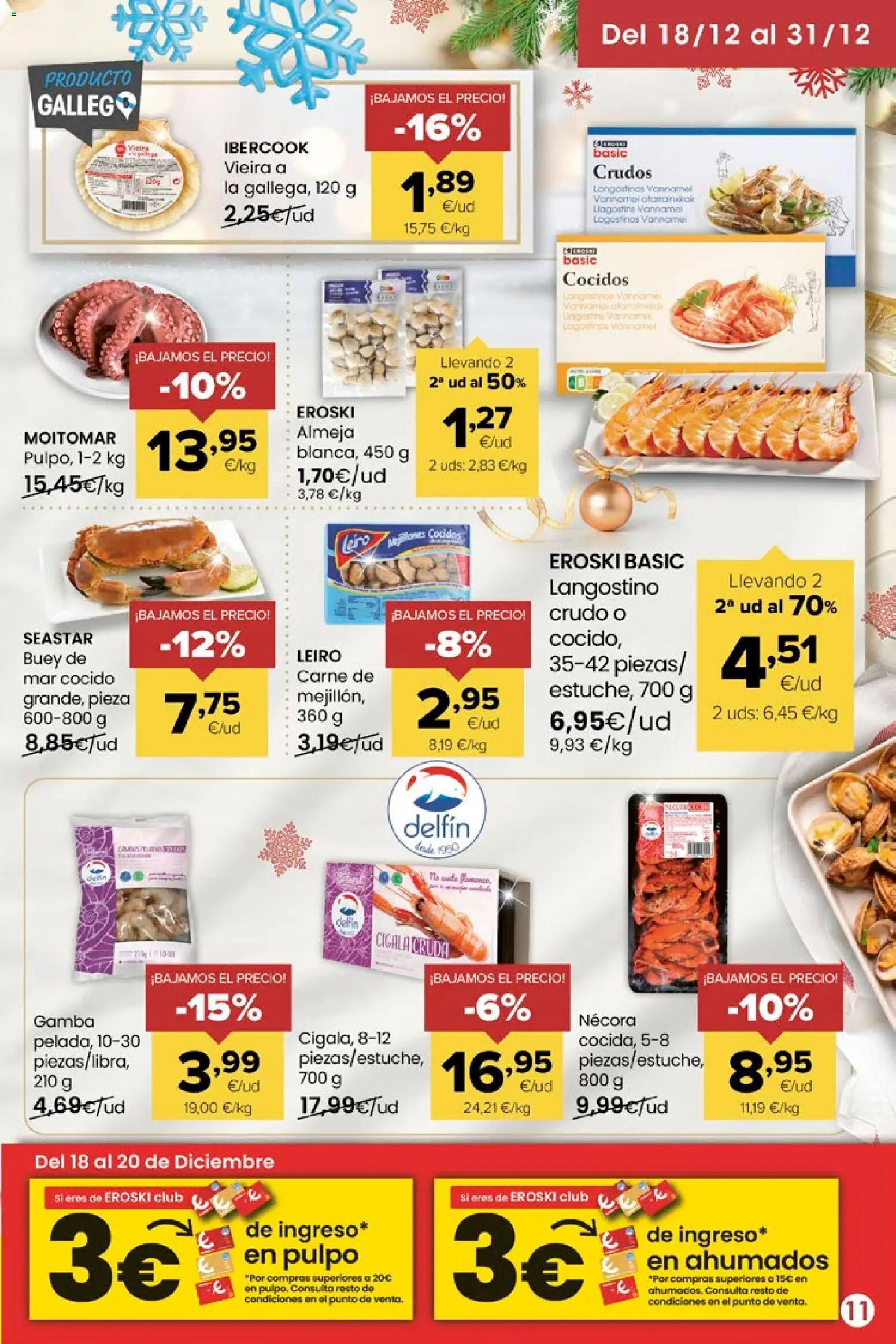 Eroski - Miramos por ti │ válido desde el 18.12.2025 | Página: 11 | Productos: Langostino, Gamba