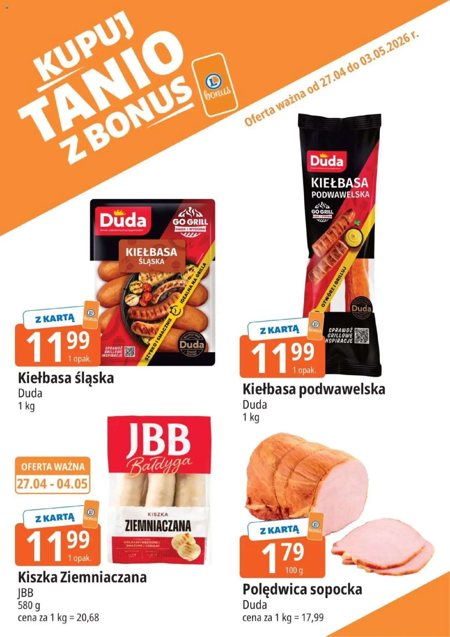 E.Leclerc gazetka - Kupony dodatkowe od 27.04.2026 | Strona: 7 | Produkty: Kiełbasa, Karta, Kiełbaski, Kiełbasa podwawelska