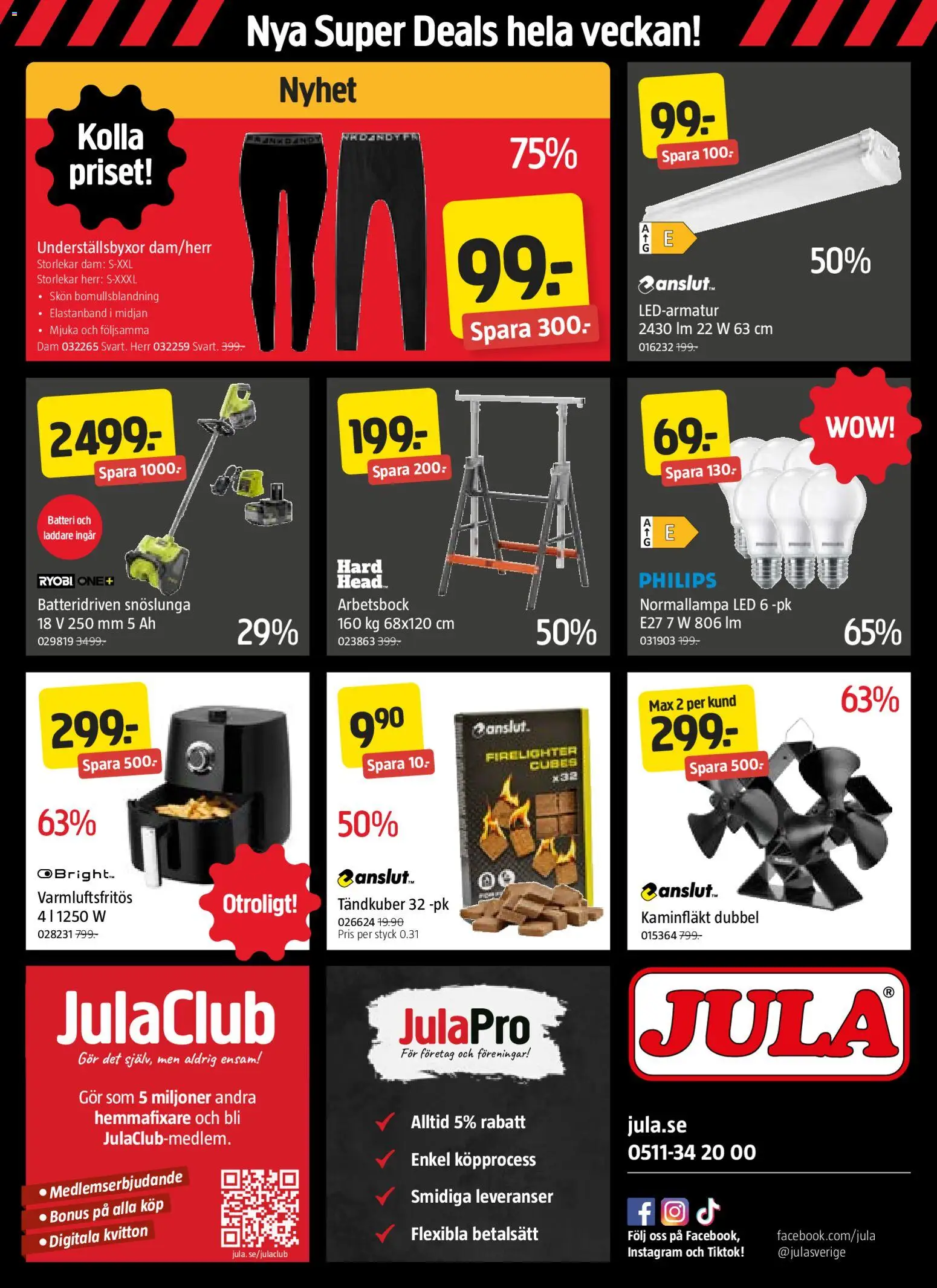 Jula reklamblad aktuell från 24.11.2025 | Sida: 8 | Produkter: Snöslunga, Batteri, Laddare