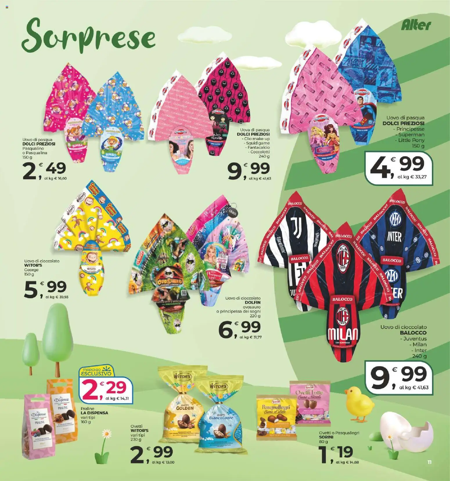 Volantino Alter Discount del 13.03.2026 | Pagina: 11 | Prodotti: Uova, Cioccolato, Uovo di pasqua