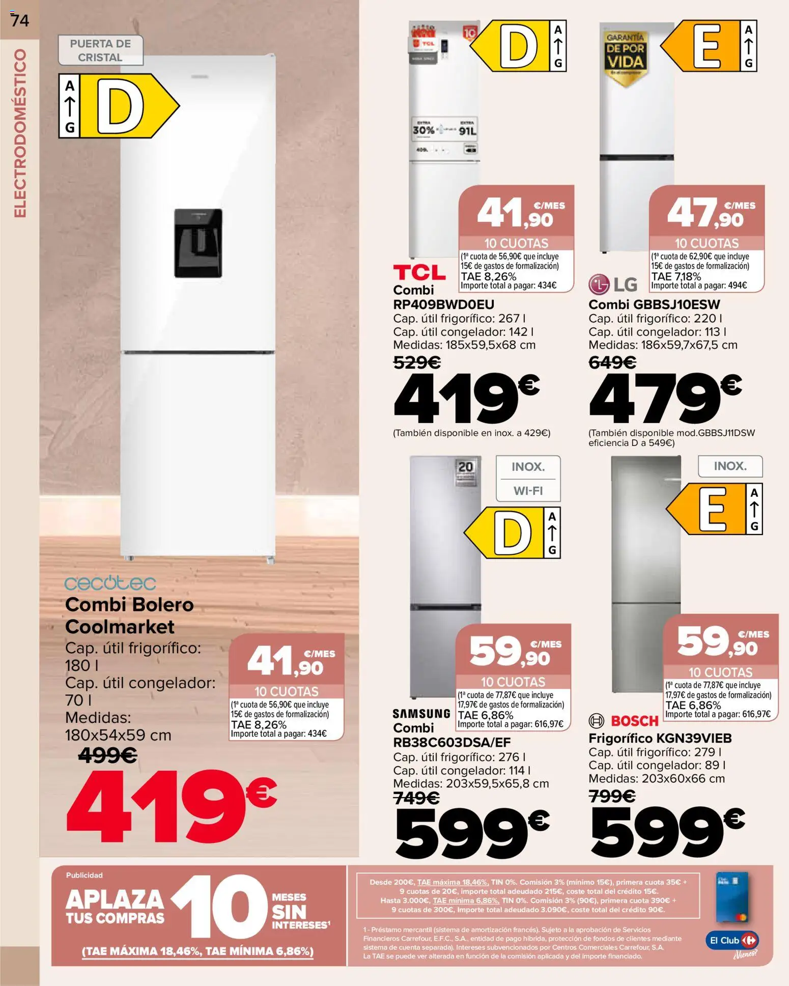 Carrefour folleto │ válido desde el 09.01.2026 | Página: 74 | Productos: Congelador, Combi