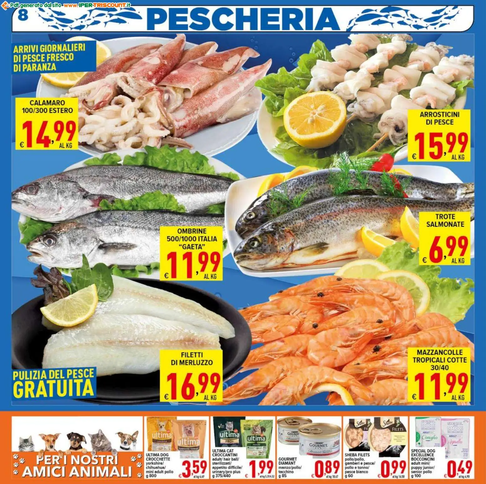 Volantino Ipertriscount del 18.11.2025 | Pagina: 8 | Prodotti: Merluzzo, Gamberi, Agnello, Arrosticini