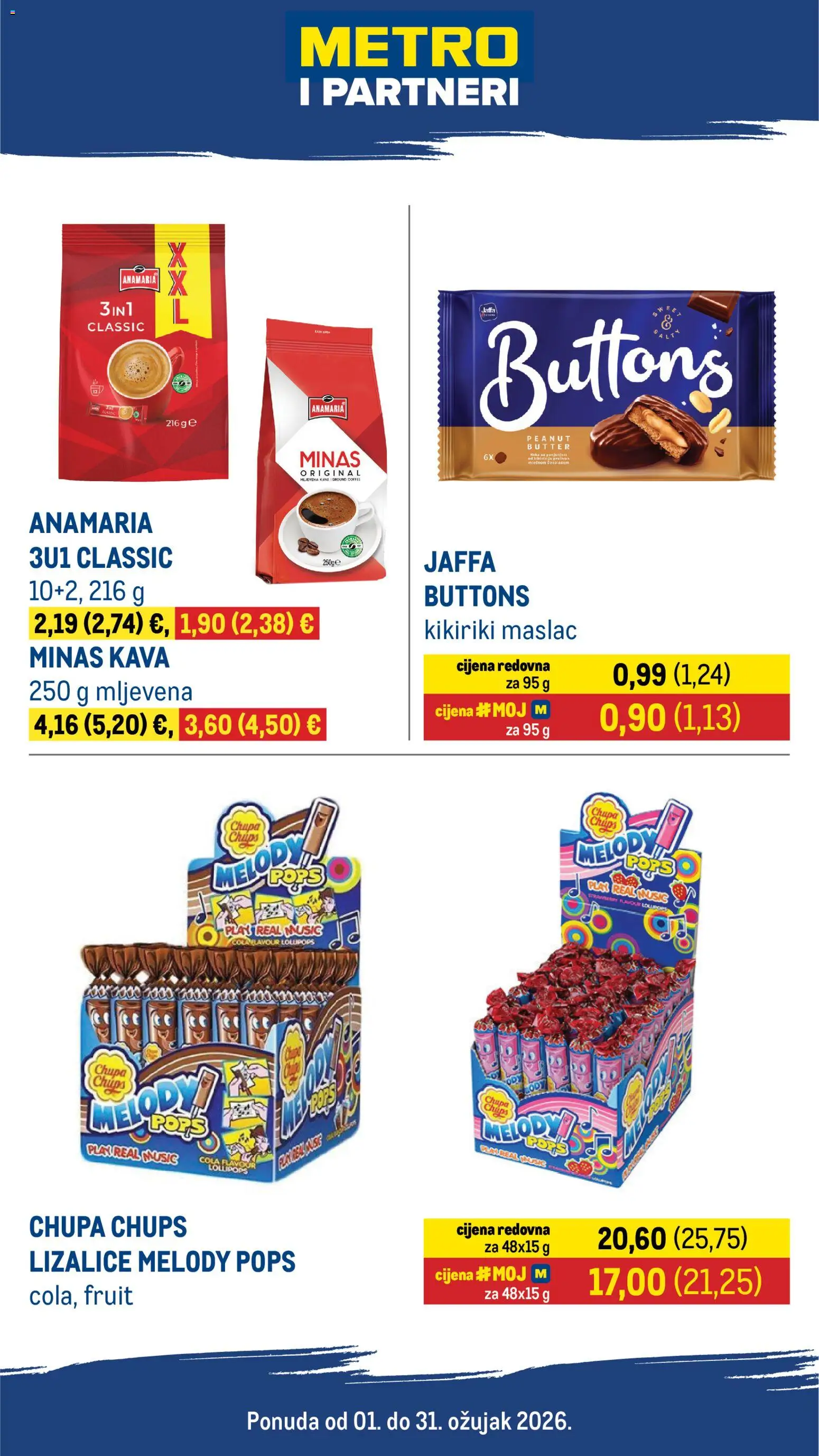 Metro katalog | vrijedi od 01.03.2026 | Stranica: 1 | Proizvodi: Mljevena kava, Maslac, Kikiriki, Lizalice