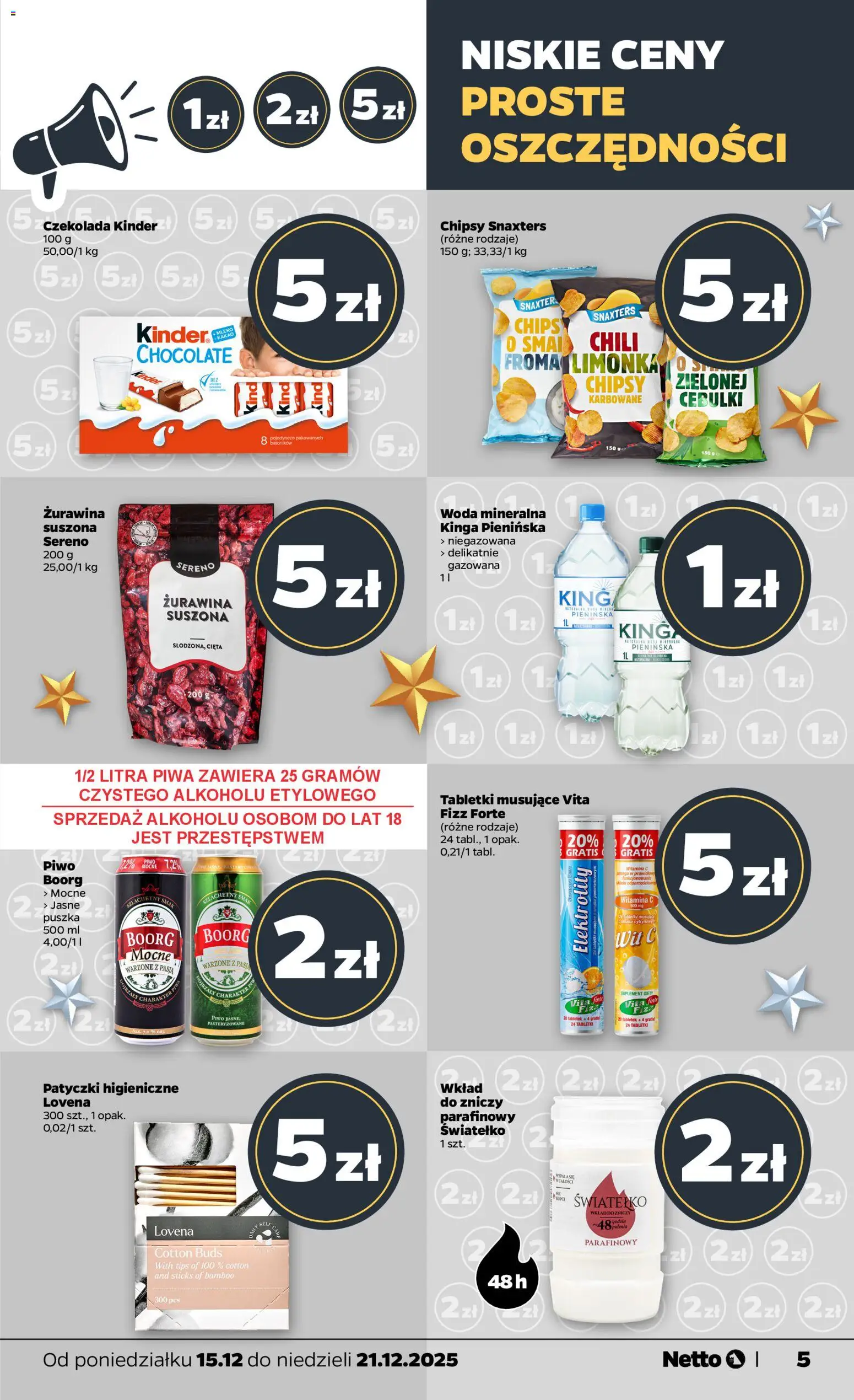 Netto gazetka - Spożywcza od 15.12.2025 | Strona: 5 | Produkty: Limonka, Chipsy, Czekolada, Woda