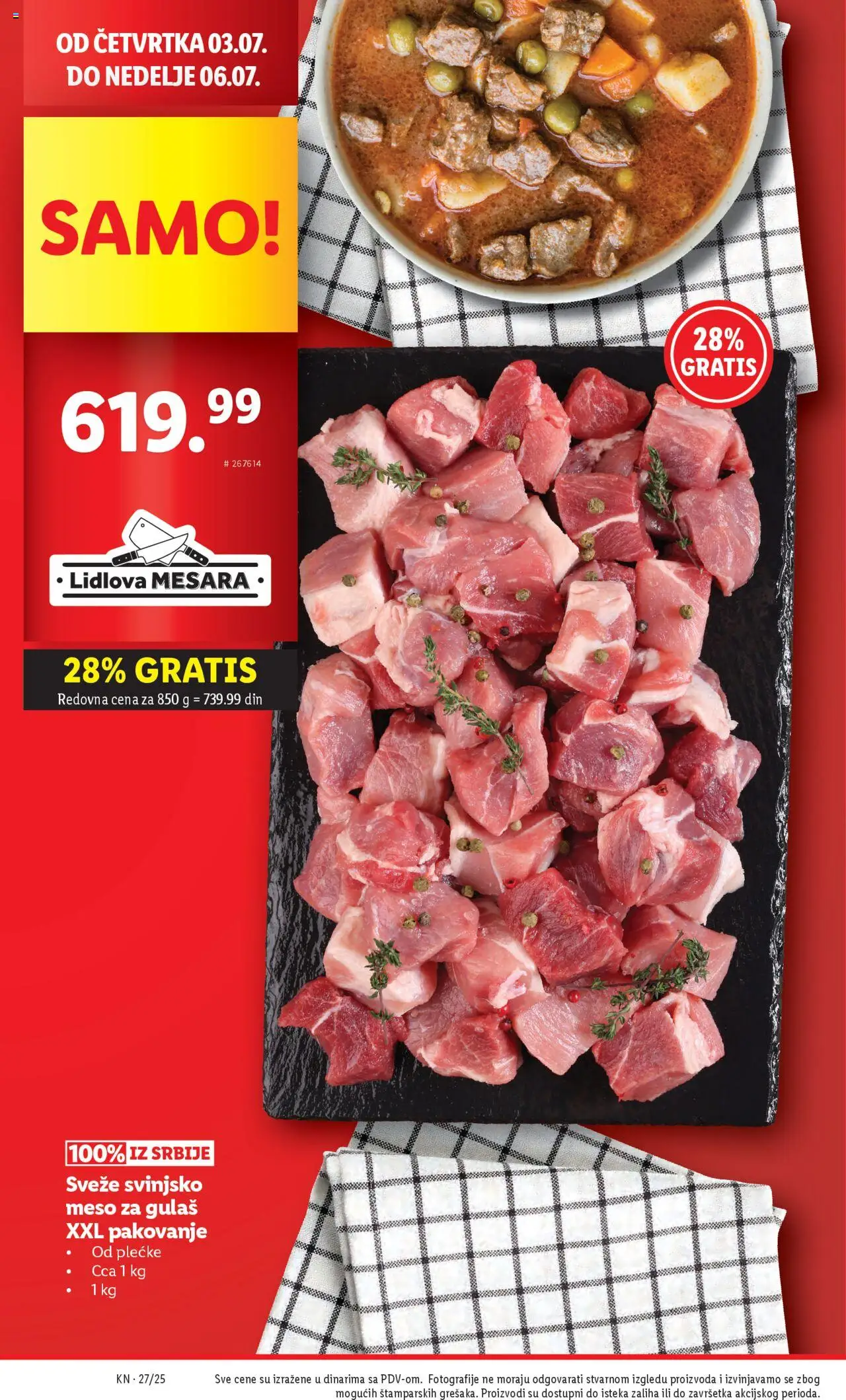 Lidl katalog - važi od 03.07.2025 | Strana: 2 | Proizvode: Svinjsko meso, Pakovanje, Meso za gulaš