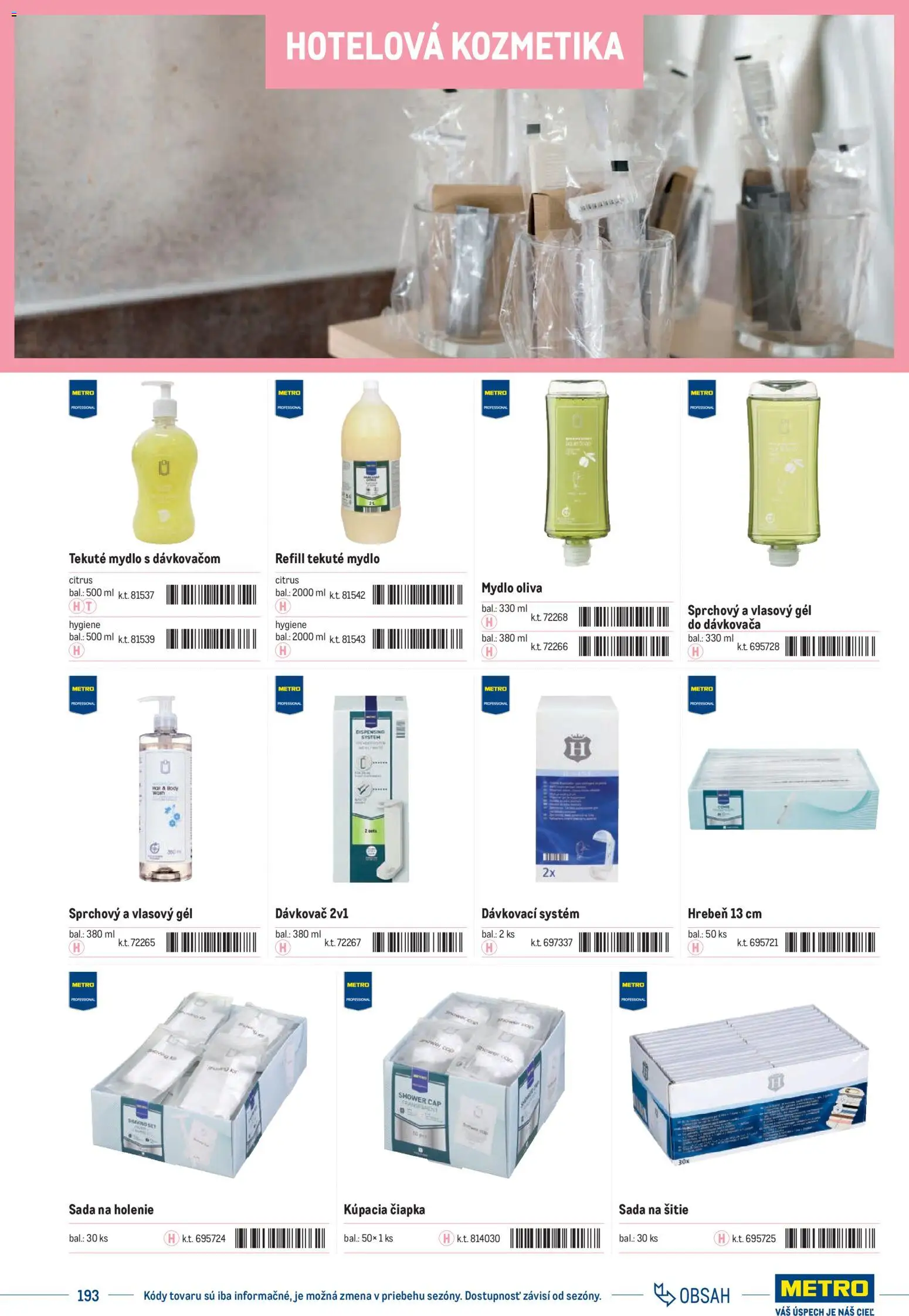 Nové Metro akcie – leták je platný od 01.01.2025 | Strana: 193 | Produkty: Hrebeň, Mydlo, Čiapka