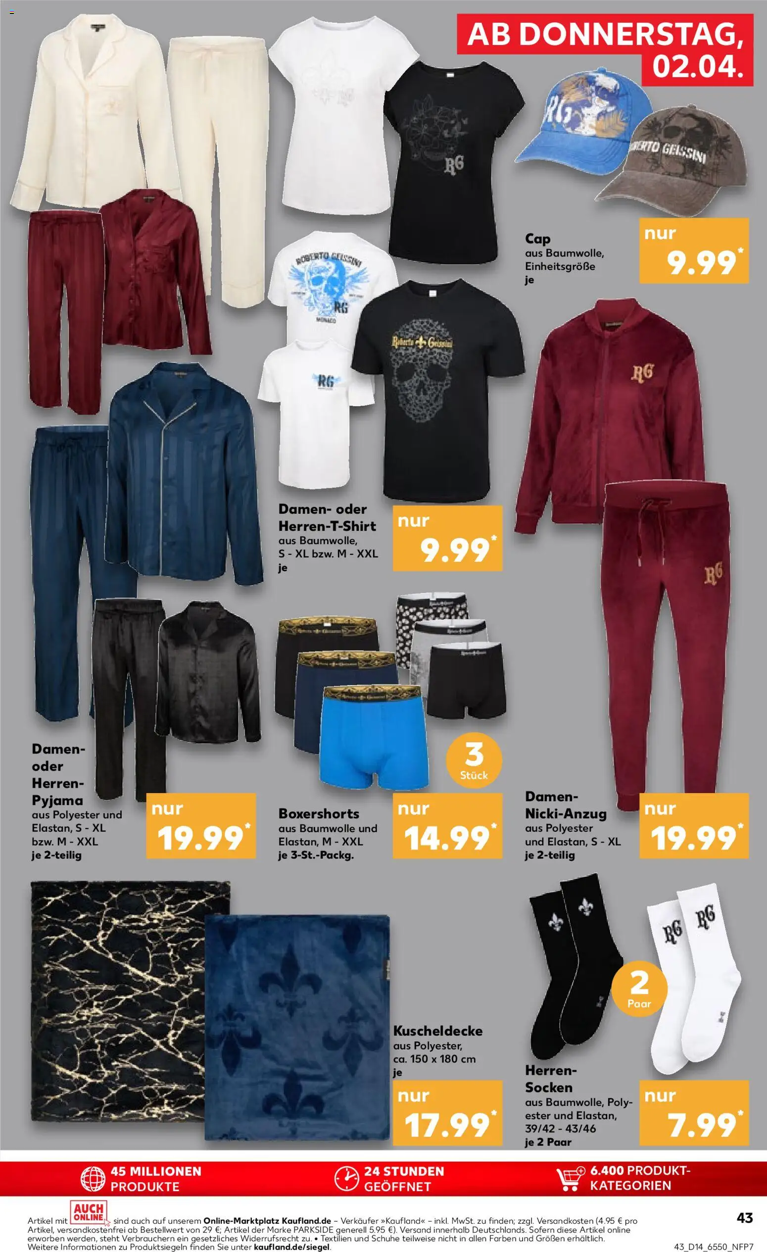 Kaufland Prospekt Kiel	 – gültig ab 02.04.2026 | Seite: 43 | Produkte: T-Shirt, Socken, Pyjama