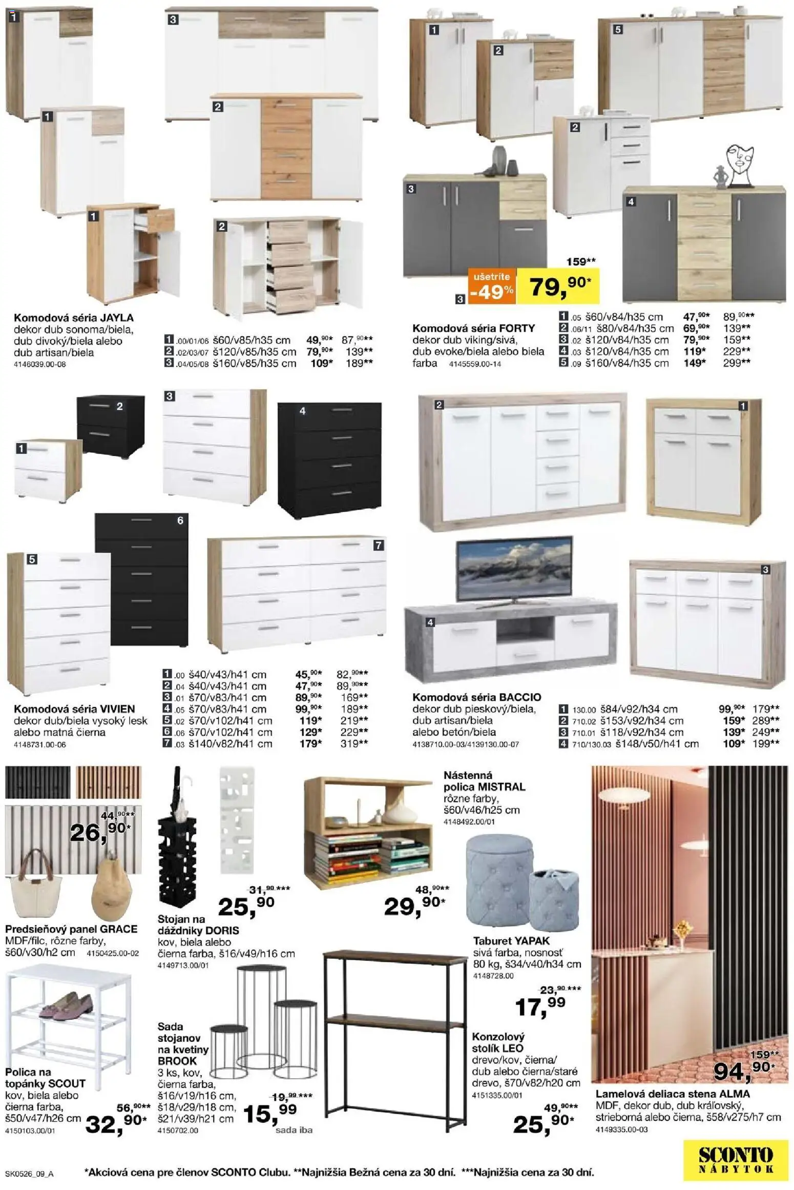 Nové Sconto nábytok akcie – leták je platný od 25.03.2026 | Strana: 9 | Produkty: Nábytok, Deliaca stena, Taburet, Stolík