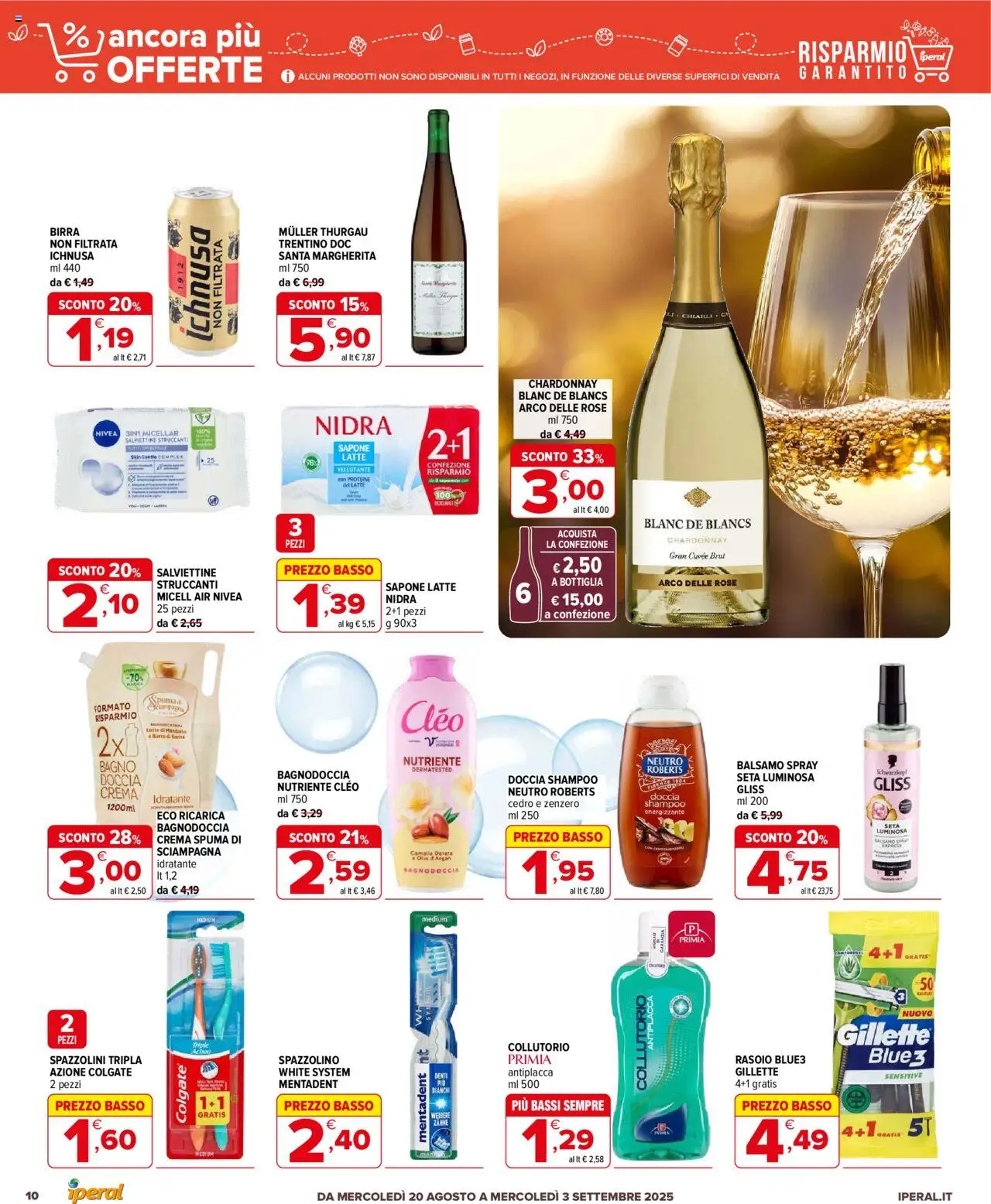 Volantino Iperal del 20.08.2025 | Pagina: 10 | Prodotti: Shampoo, Burro, Bagno, Doccia