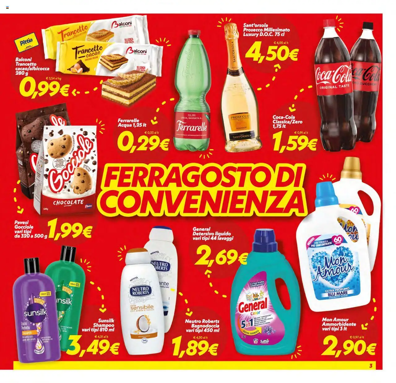 Volantino SuperConveniente del 12.08.2025 | Pagina: 3 | Prodotti: Uova, Ammorbidente, Prosecco, Ferrarelle