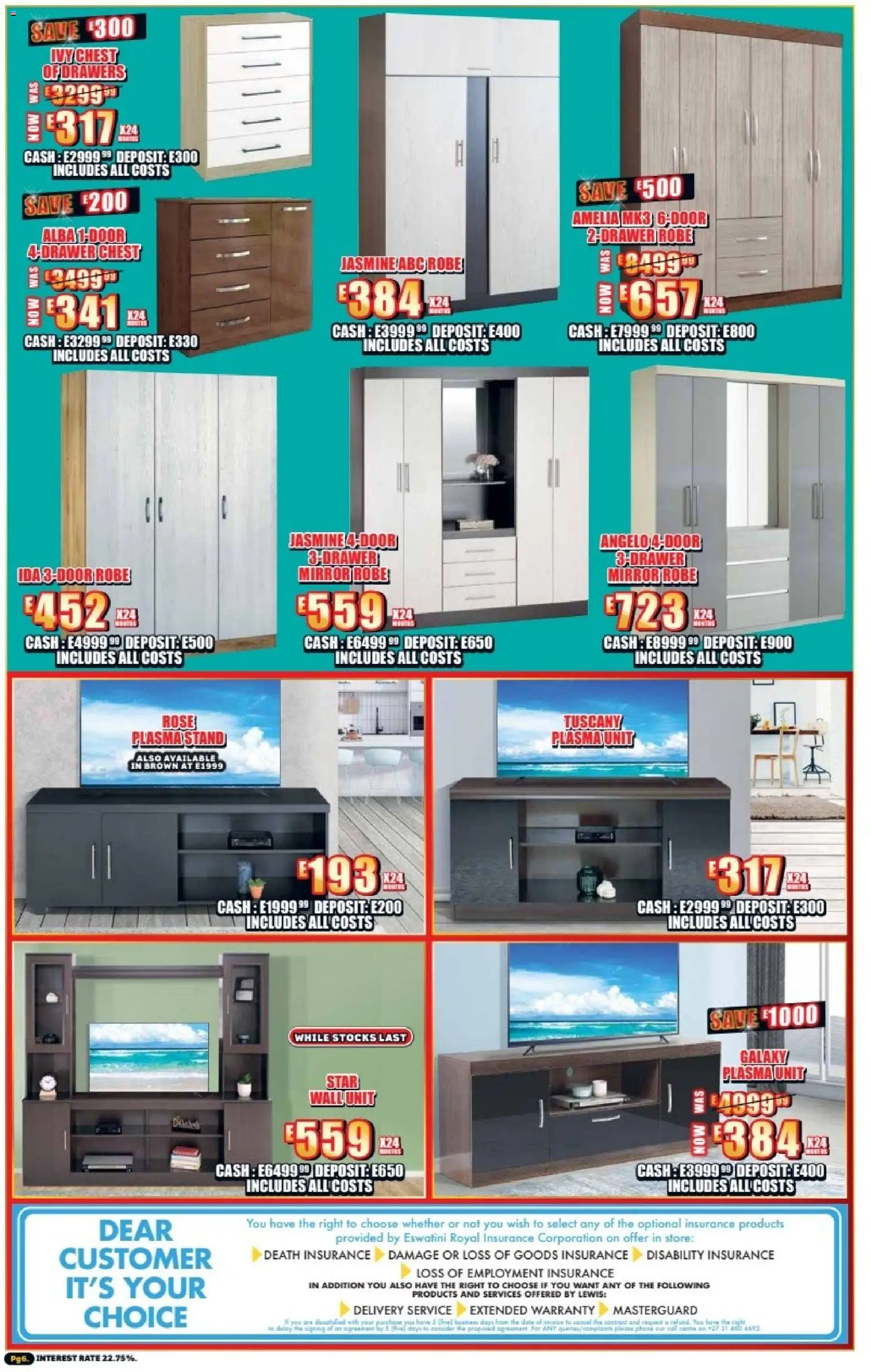 New Lewis Stores catalogue – valid from 23.02.2026 | Page: 6 | Products: Chest of drawers, Mirror, Wall unit, Plasma unit
