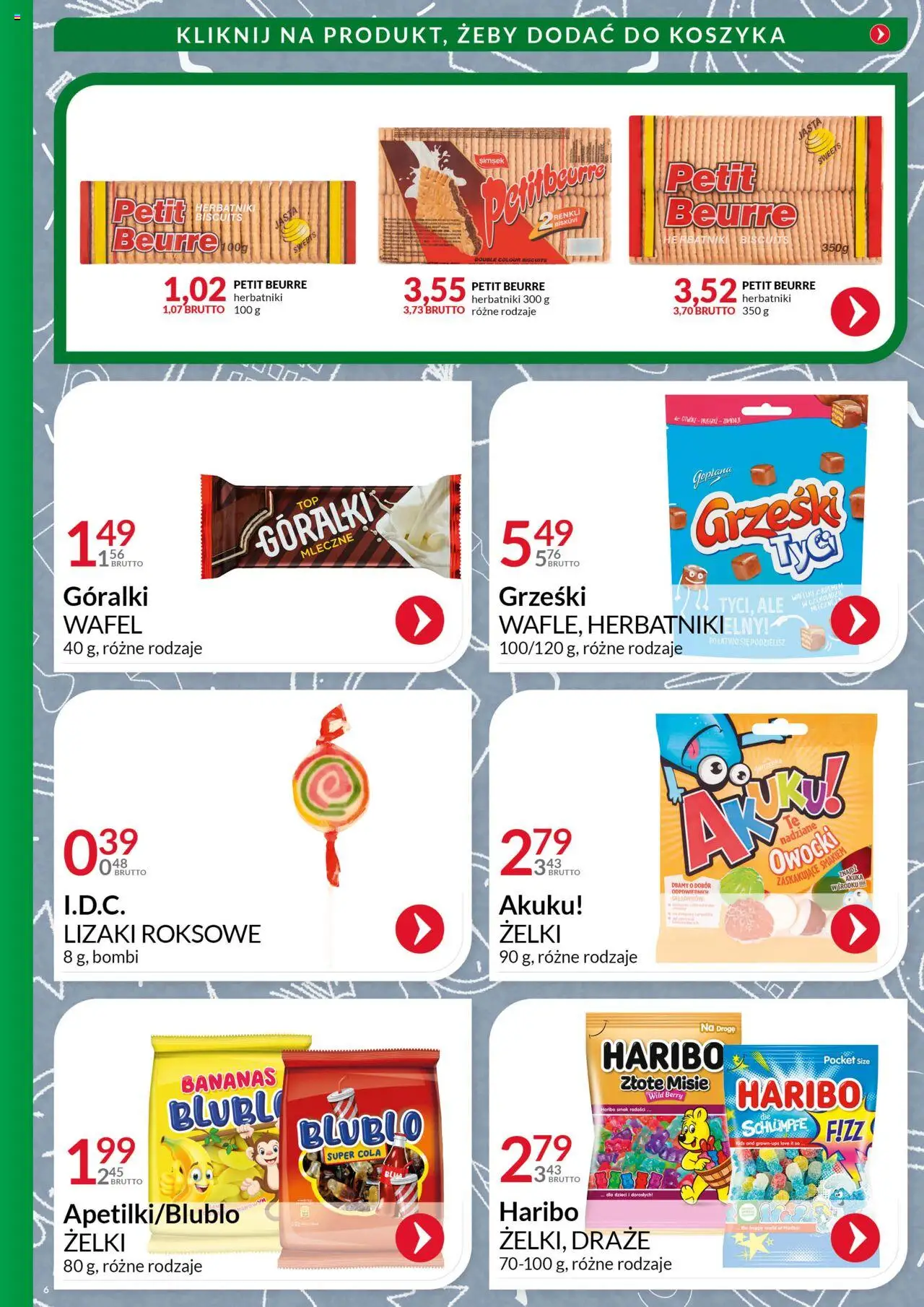 Eurocash Gazetka - Powrót do Szkoły od 04.08.2025 | Strona: 6 | Produkty: Herbatniki, Żelki, Lizaki