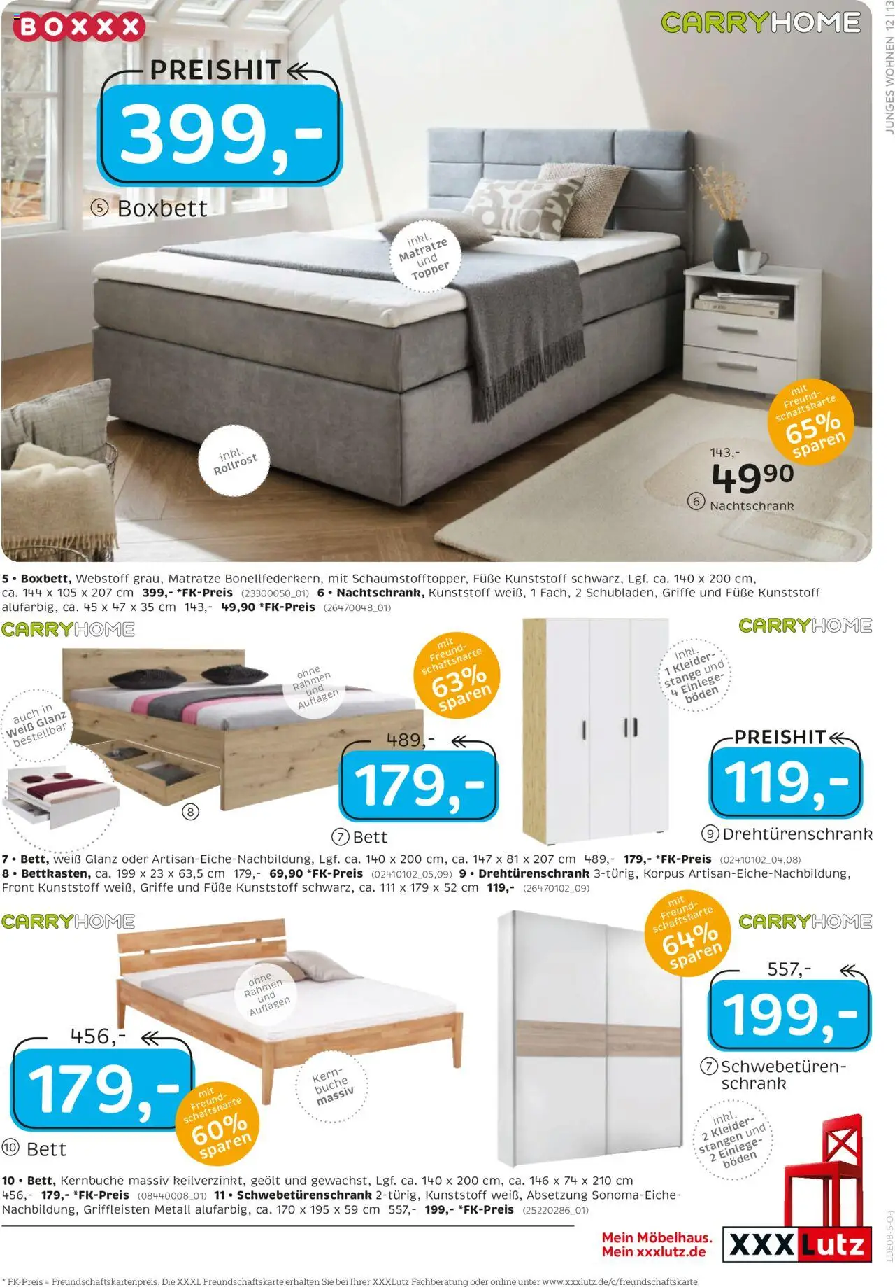 XXXL Lutz Junges Wohnen - gültig ab dem 28.07.2025 | Seite: 13 | Produkte: Bett, Schwebetürenschrank, Drehtürenschrank, Schrank