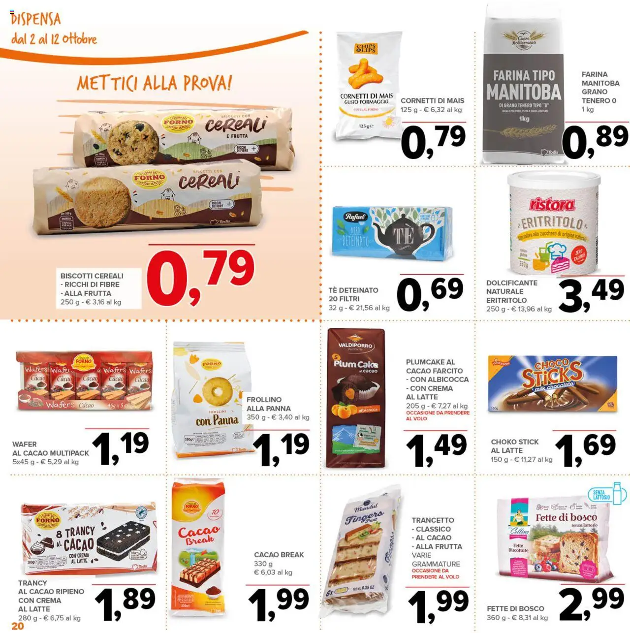 Volantino Todis del 02.10.2025 | Pagina: 20 | Prodotti: Tè, Biscotti, Frutta, Farina