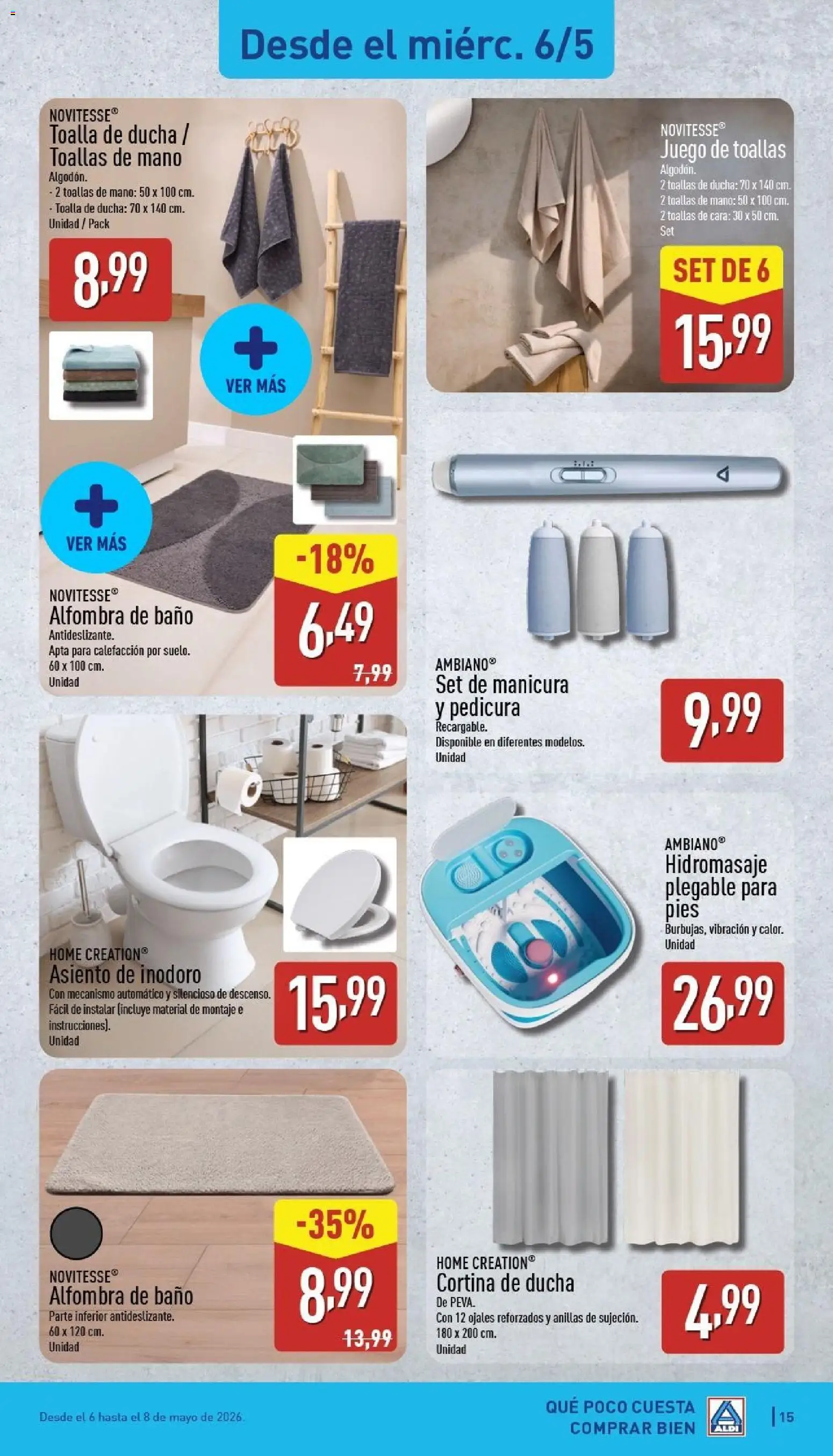 Aldi folleto Baleares │ válido desde el 04.05.2026 | Página: 15 | Productos: Cortina, Baño, Ducha, Alfombra