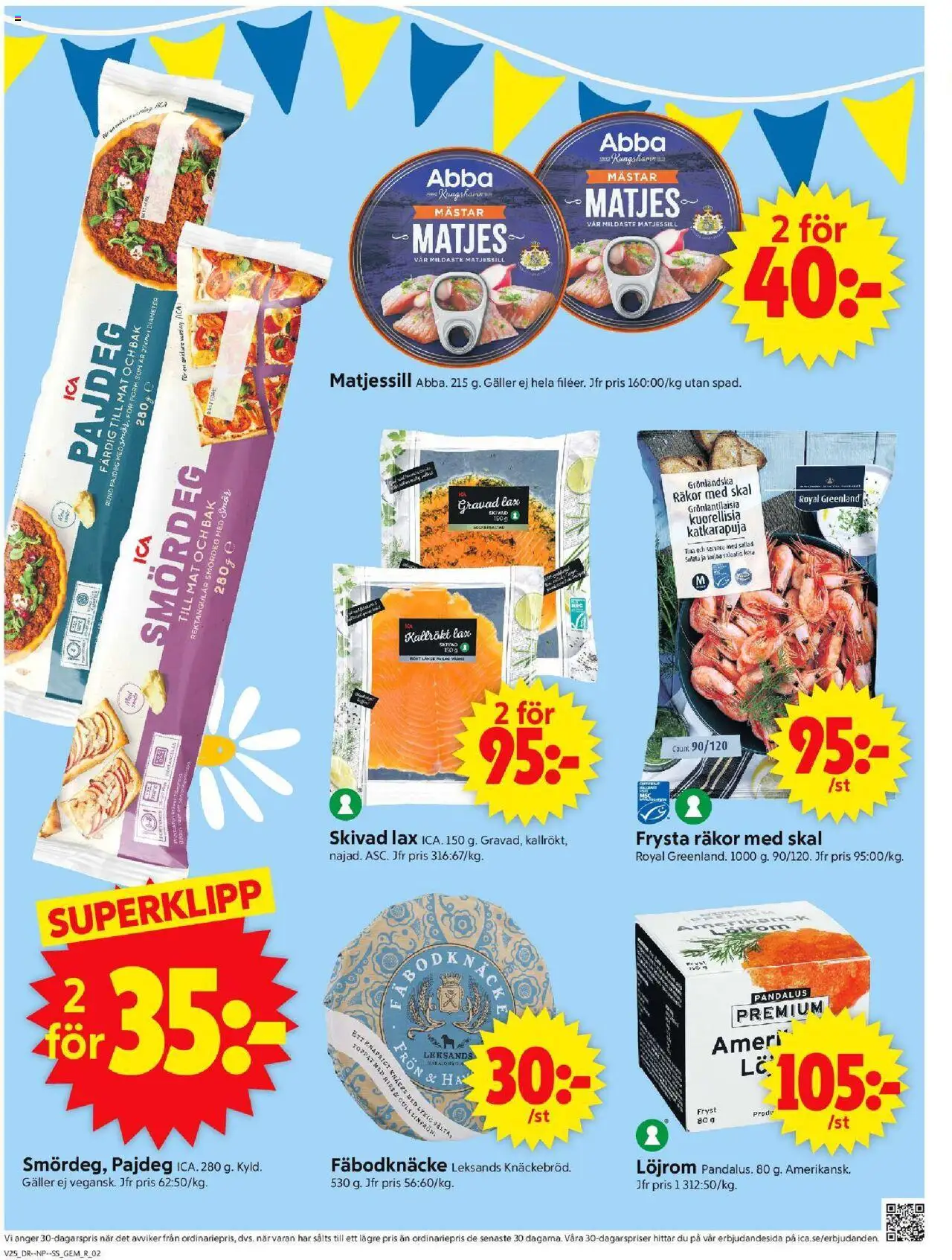 ICA Supermarket reklamblad aktuell från 16.06.2025 | Sida: 2 | Produkter: Löjrom, Galler, Räkor, Lax