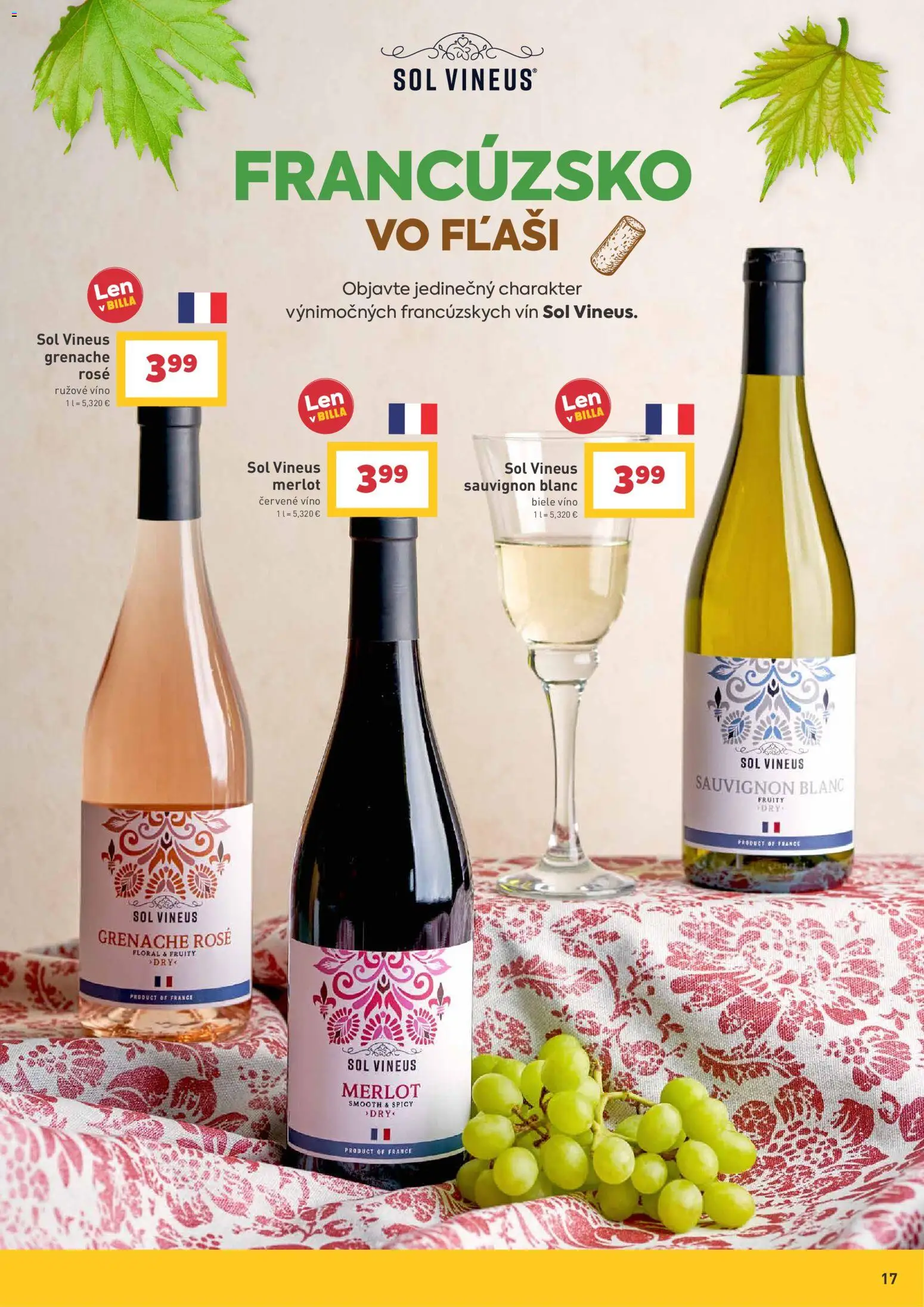 Nové Billa akcie – leták je platný od 07.04.2026 | Strana: 17 | Produkty: Biele víno, Víno, Rúžové víno, Červené víno