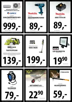 Tuuri tarjoukset – voimassa 17.09.2025 alkaen | Sivu: 19 | Tuotteet: Harja, Akku, Kottikärryt, Pumppu