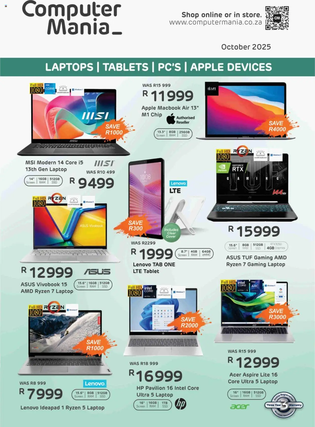 New Computer Mania catalogue – valid from 01.10.2025 | Page: 1 | Products: Tablet, Computer, Keyboard, Laptop