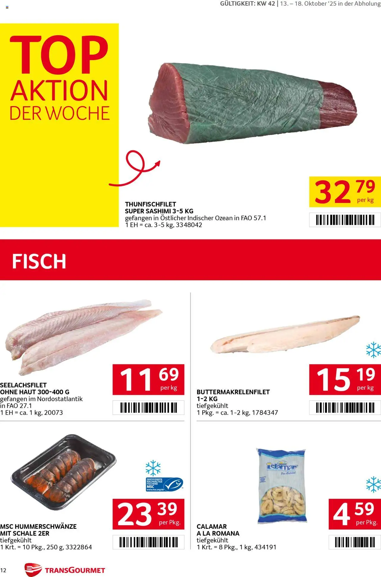 Transgourmet Flugblatt gültig ab 13.10.2025 | Seite: 12 | Produkte: Fisch