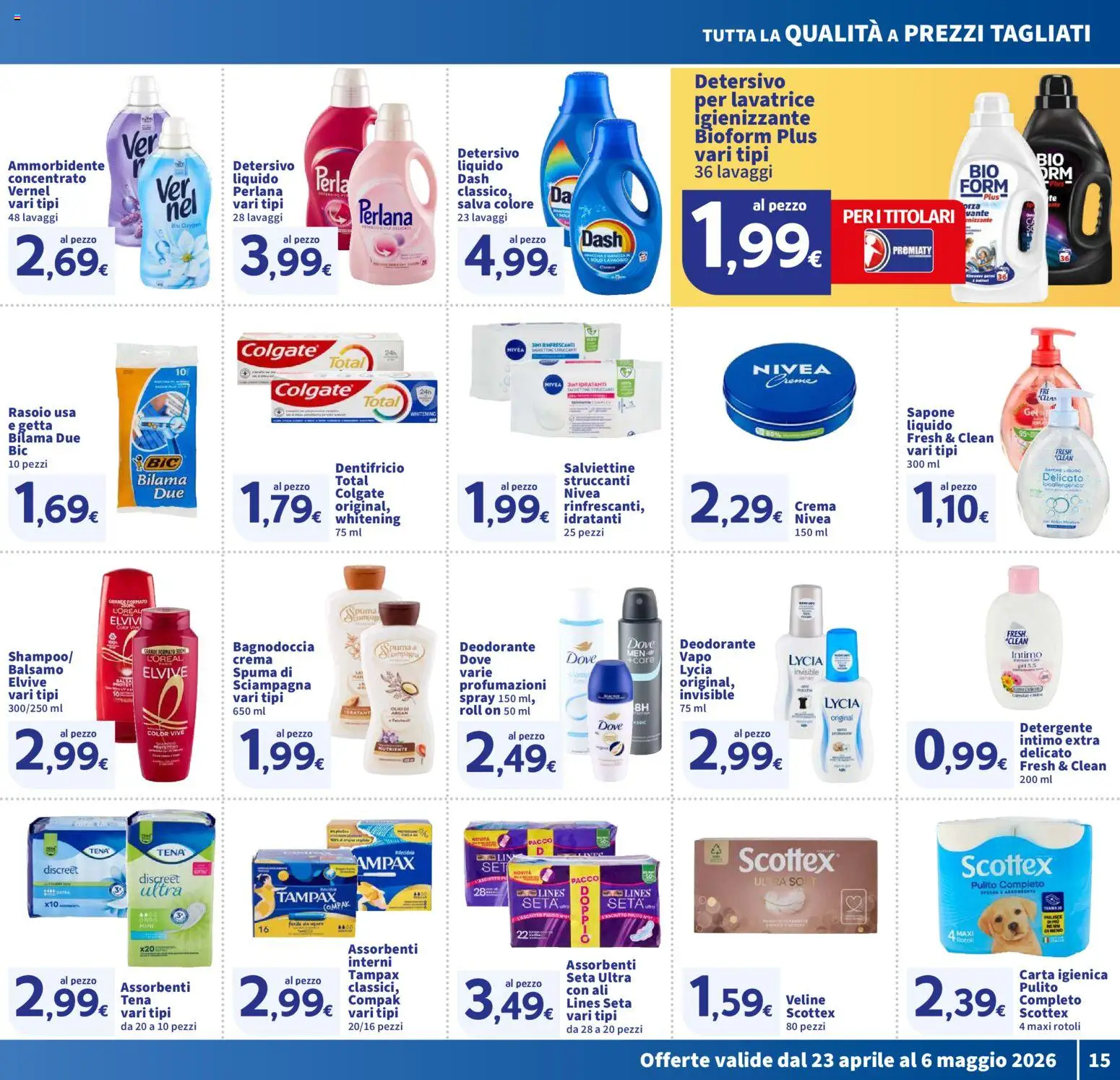 Volantino SIGMA del 23.04.2026 | Pagina: 15 | Prodotti: Dentifricio, Ammorbidente, Intimo, Lavatrice