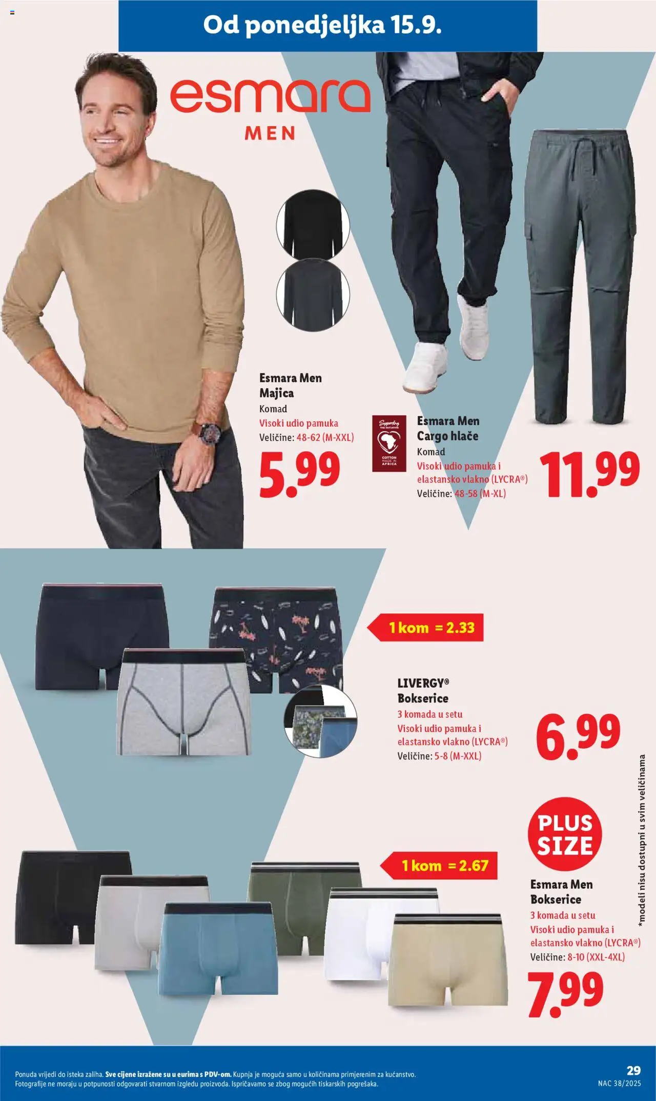 Lidl katalog | vrijedi od 15.09.2025 | Stranica: 29 | Proizvodi: Majica, Hlače, Bokserice