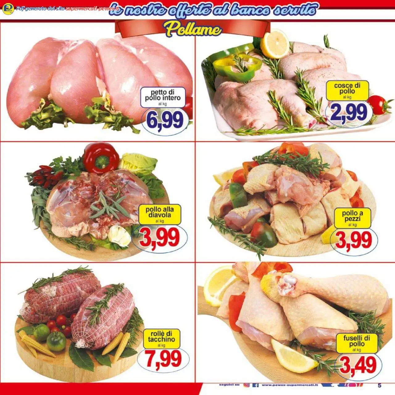 Volantino Pewex del 17.09.2025 | Pagina: 5 | Prodotti: Pollo, Tacchino, Cosce di pollo