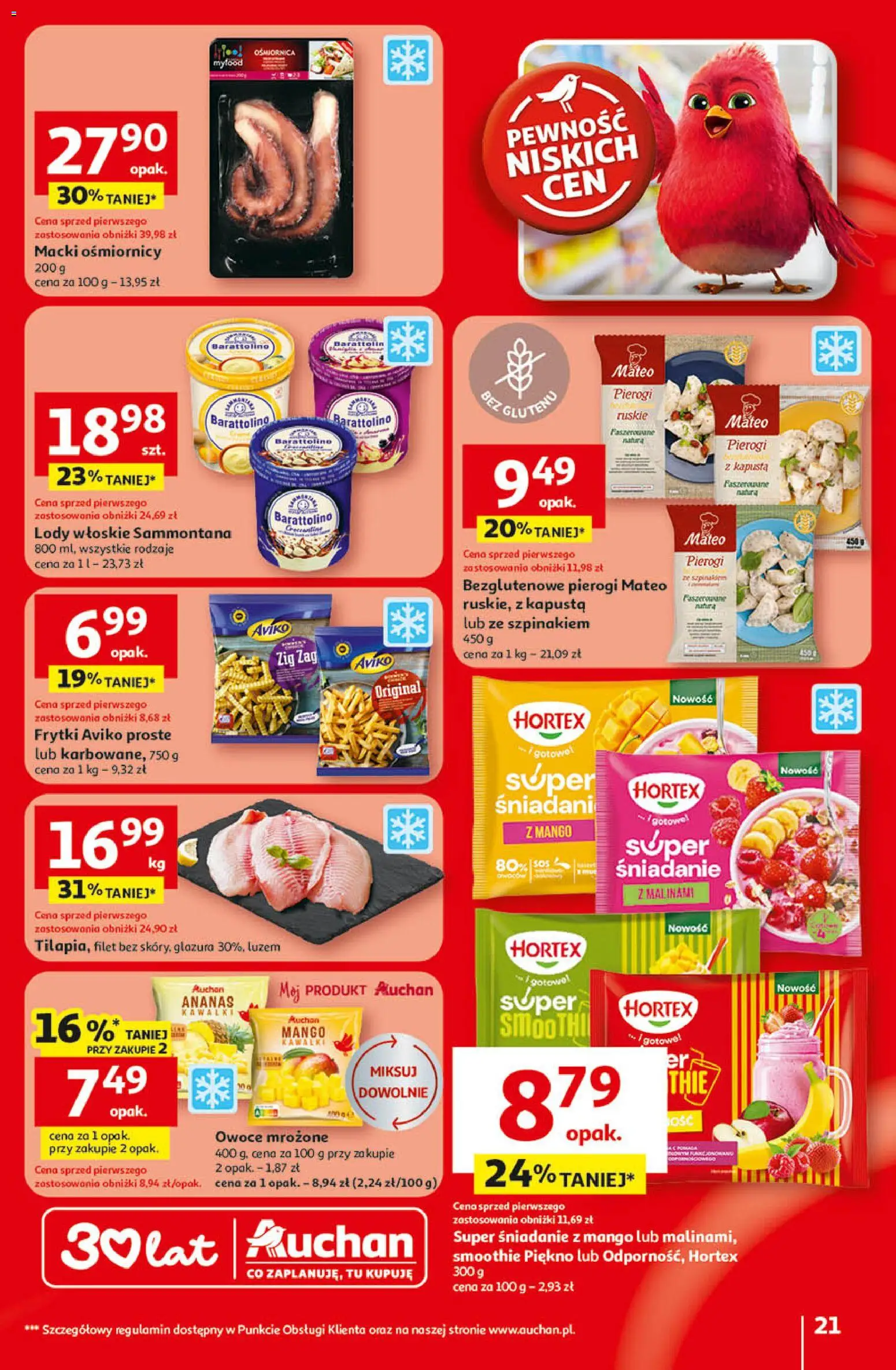 Auchan - Gazetka 30 Lat Hipermarket  od 09.04.2026 | Strona: 21 | Produkty: Mango, Kapusta, Ananas, Frytki