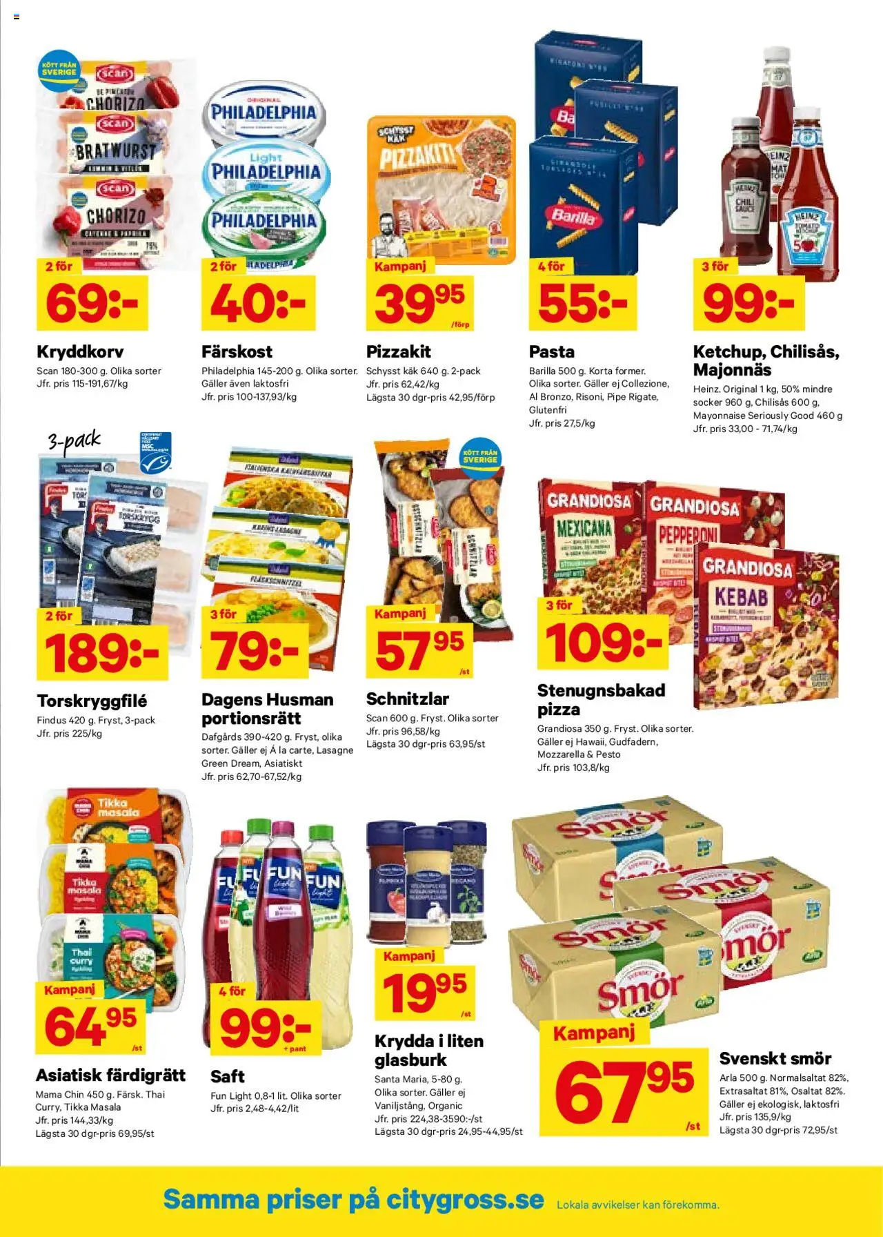 City Gross reklamblad aktuell från 25.08.2025 | Sida: 5 | Produkter: Smör, Chorizo, Pasta, Pesto
