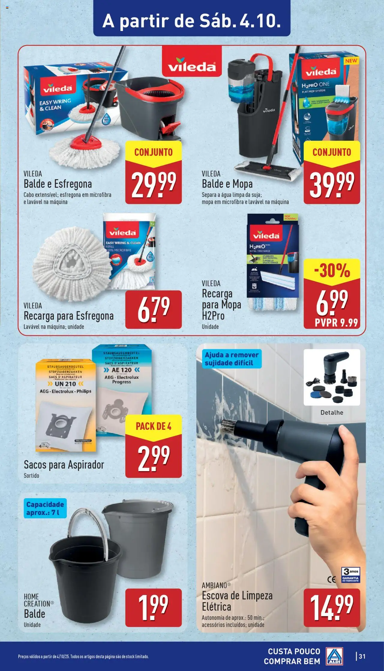Aldi folheto │ válido de 29.09.2025 | Página: 31 | Produtos: Escova de limpeza, Cabo, Balde, Aspirador