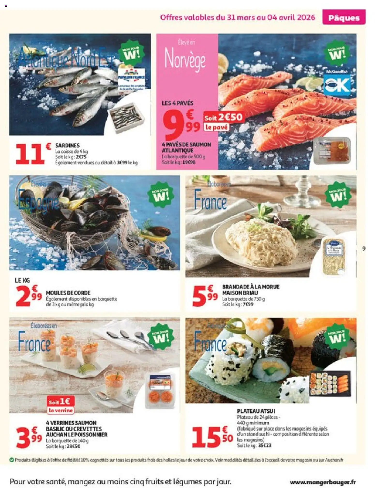 {H1} | Page: 9 | Produits: Plateau, Sardines, Morue, Saumon