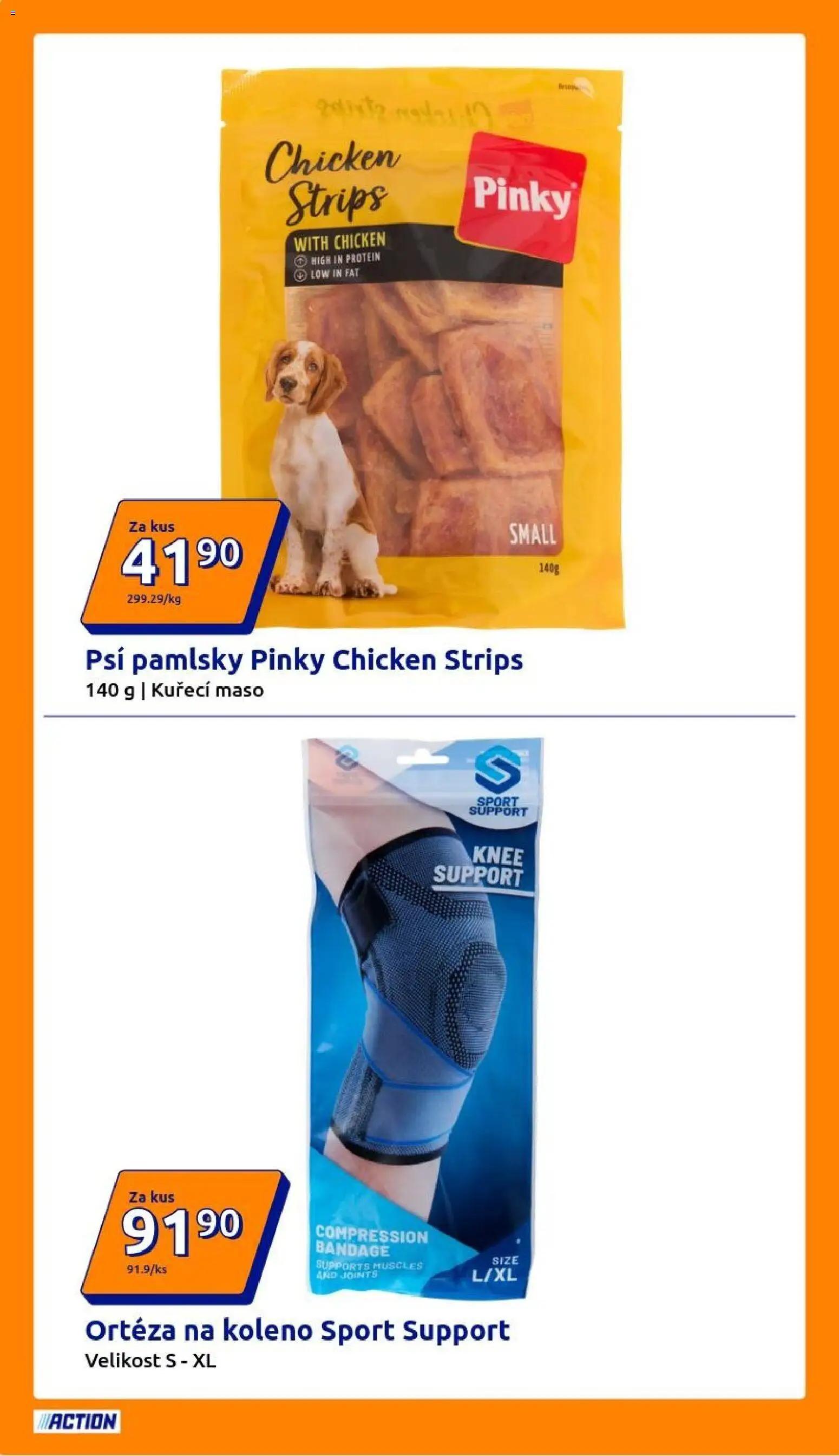 Action leták od 08.04.2026 | Strana: 16 | Produkty: Kuřecí maso, Ortéza na koleno, Maso, Protein
