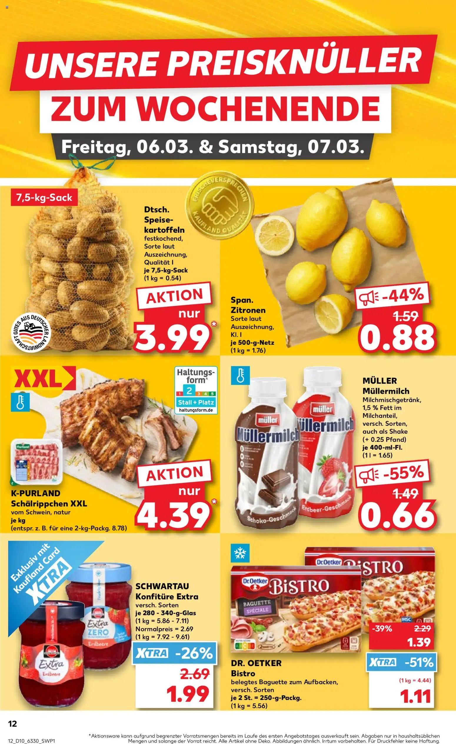 Kaufland prospekt Kiel	 – gültig ab 05.03.2026 | Seite: 12 | Produkte: Baguette, Kartoffeln, Müllermilch, Pizza