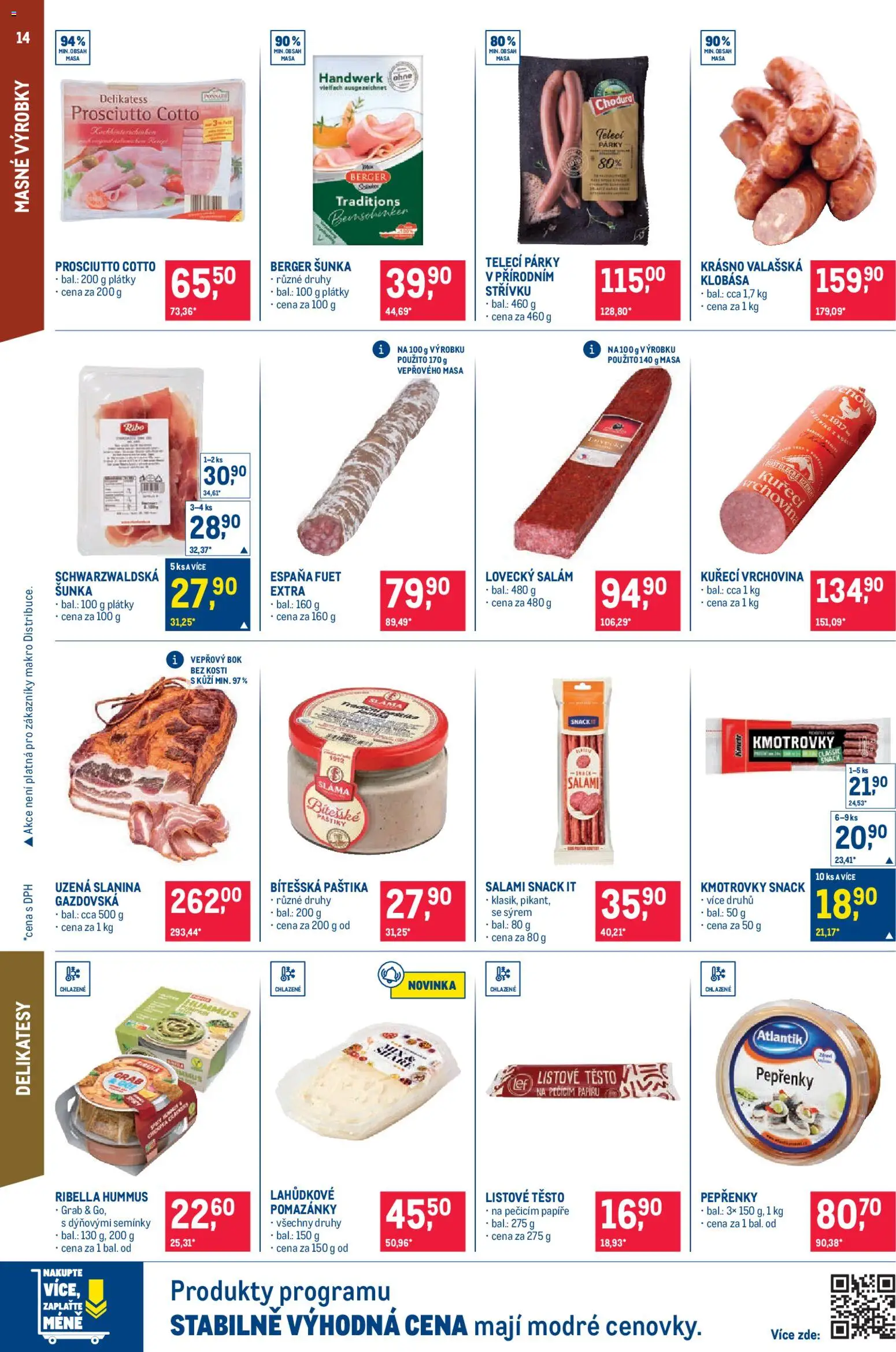 Makro leták - Pro milovníky jídla od 14.01.2026 | Strana: 14 | Produkty: Prosciutto, Vepřový bok, Těsto, Lovecký salám