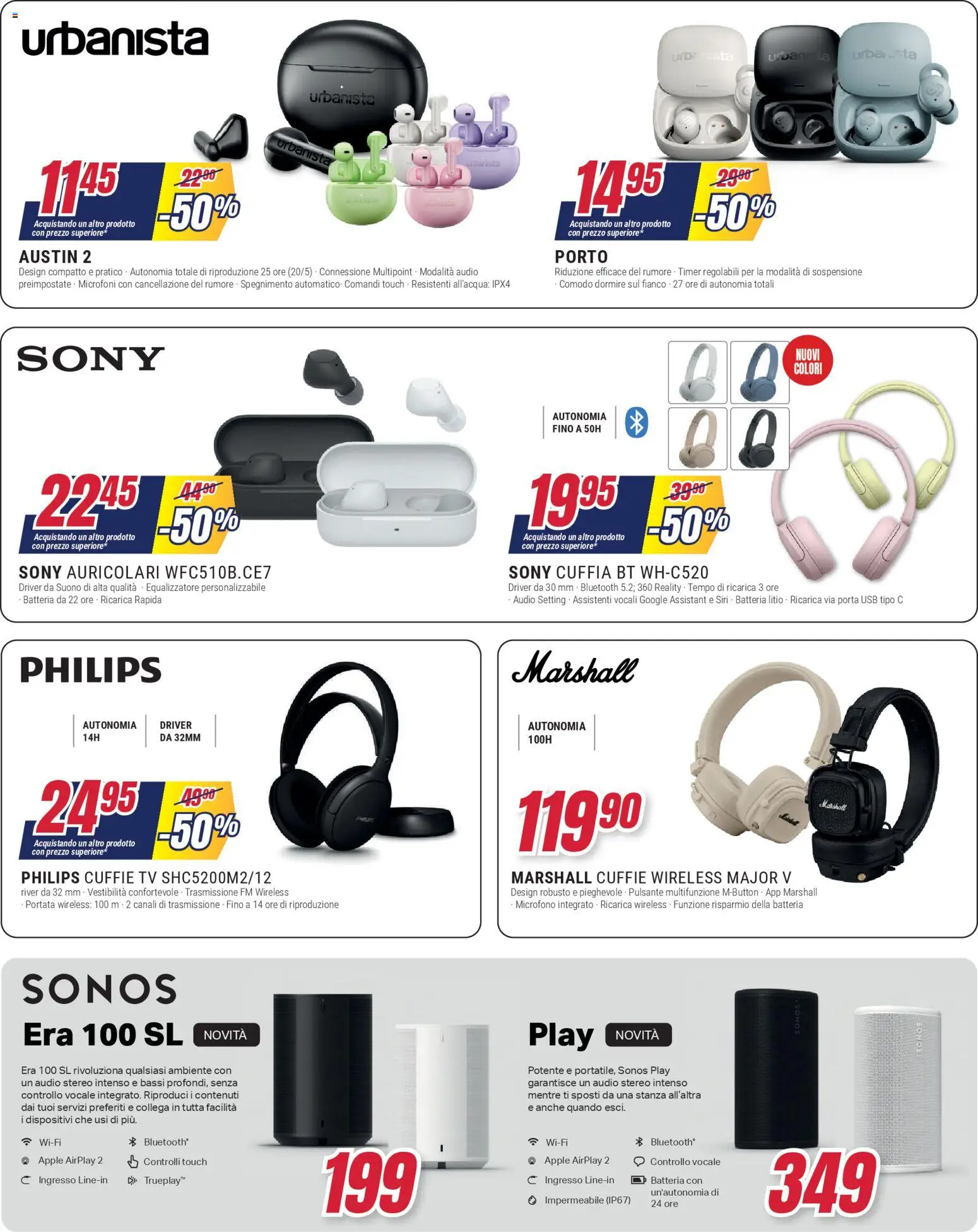 Volantino Trony del 28.04.2026 | Pagina: 14 | Prodotti: Auricolari, TV, Audio, USB