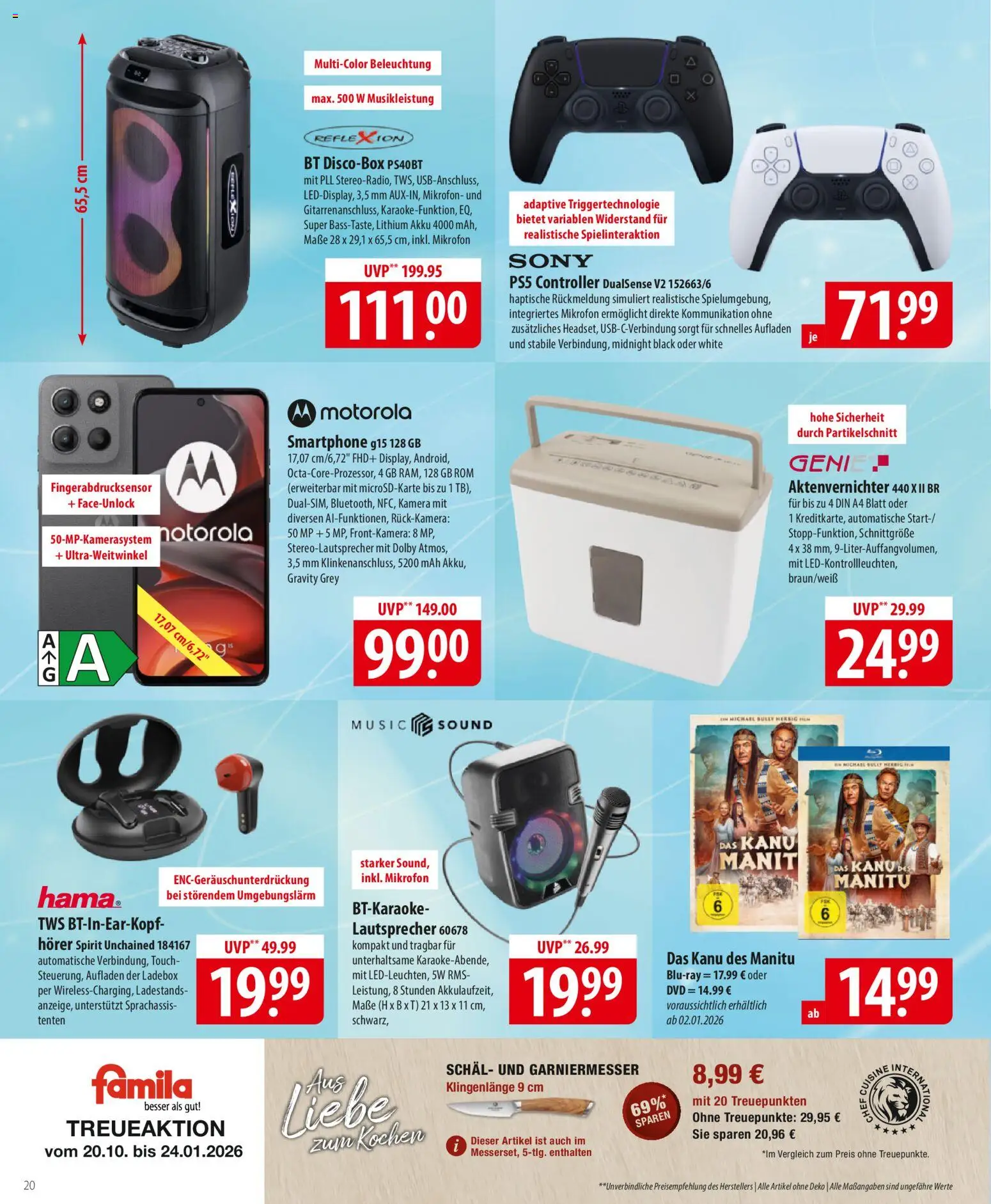 Famila Prospekt 	 – gültig ab 29.12.2025 | Seite: 20 | Produkte: Kamera, Aktenvernichter, Schal, Smartphone